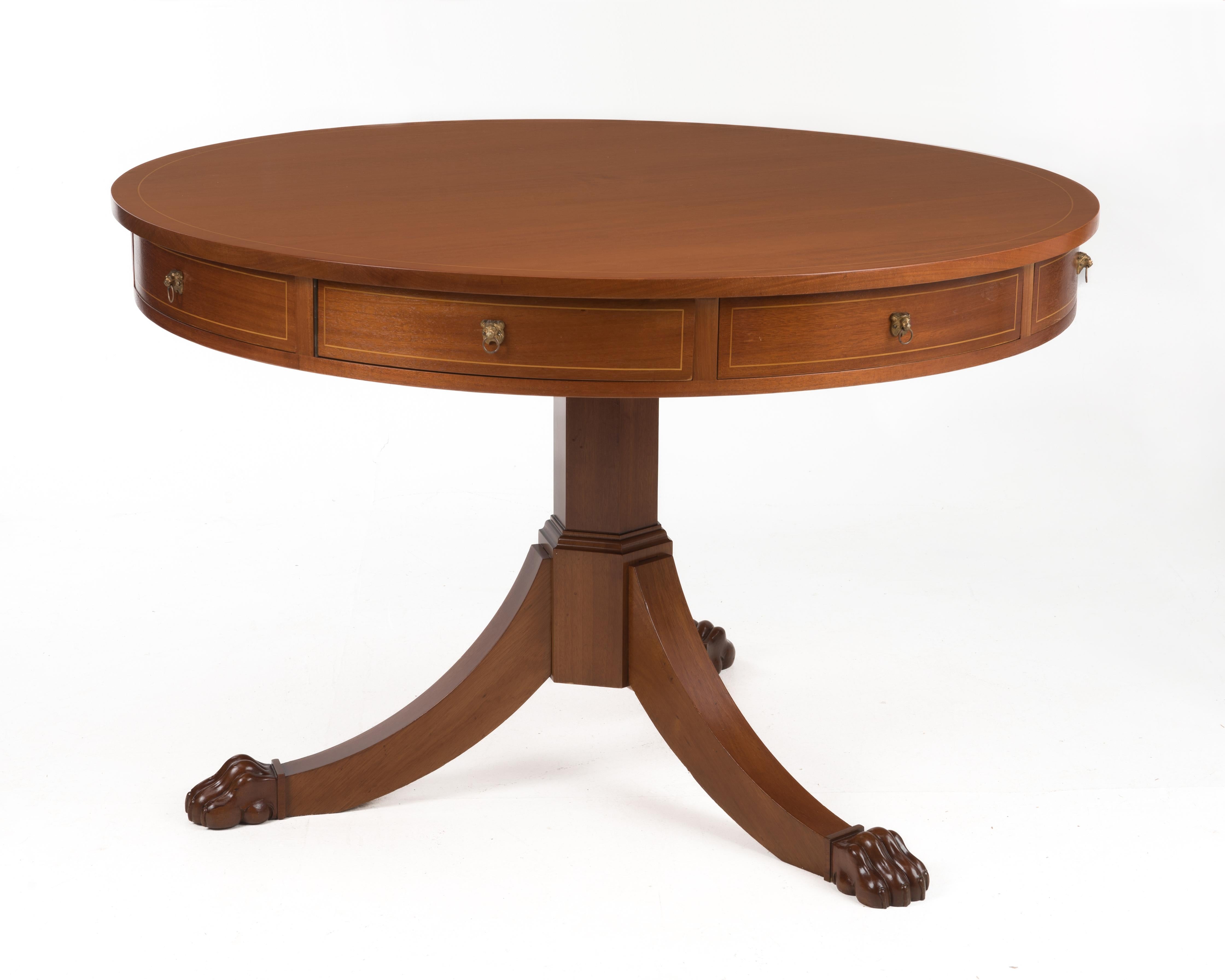 19th Century Regency Mahogany Rotating Rent Table Regency Paw Feet In Good Condition For Sale In Forest Grove, PA