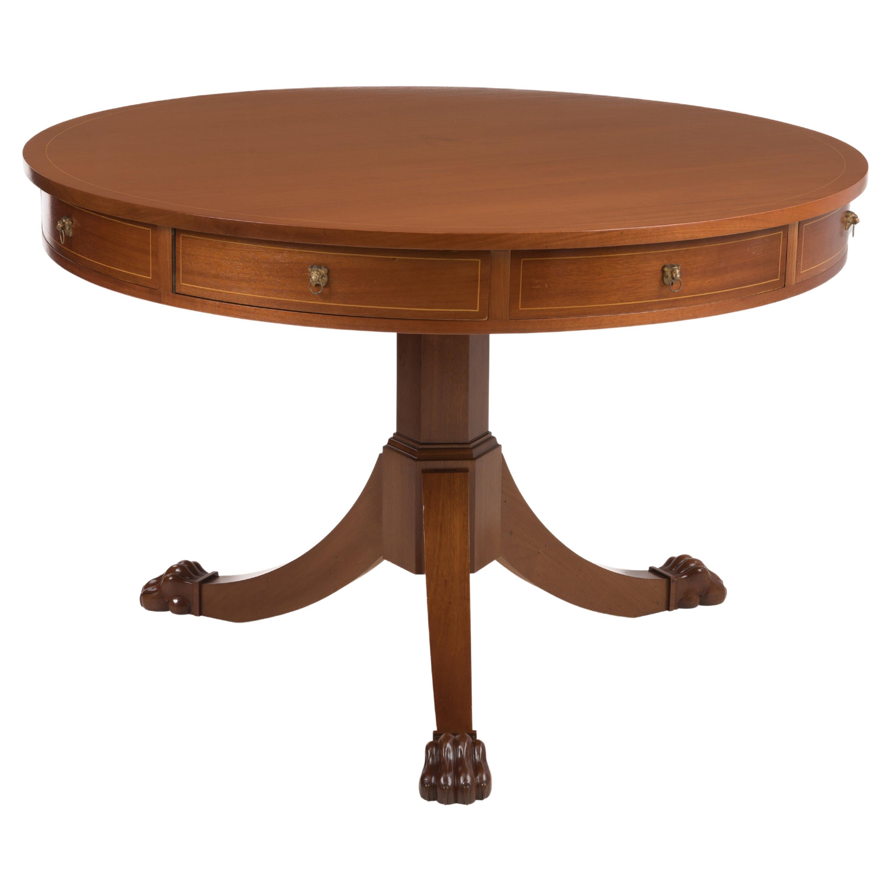 19th Century Regency Mahogany Rotating Rent Table Regency Paw Feet For Sale