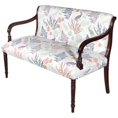 19th Century Regency Mahogany Scroll Back Two-Seat Sofa or Window Seat