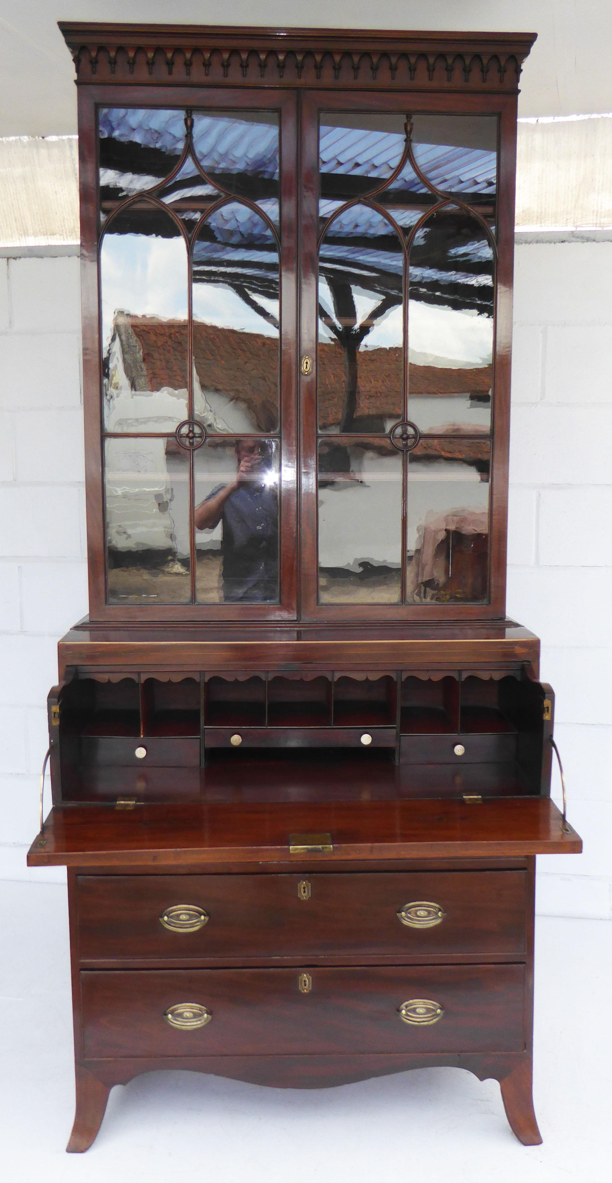 English 19th Century Regency Mahogany Secretary Bookcase