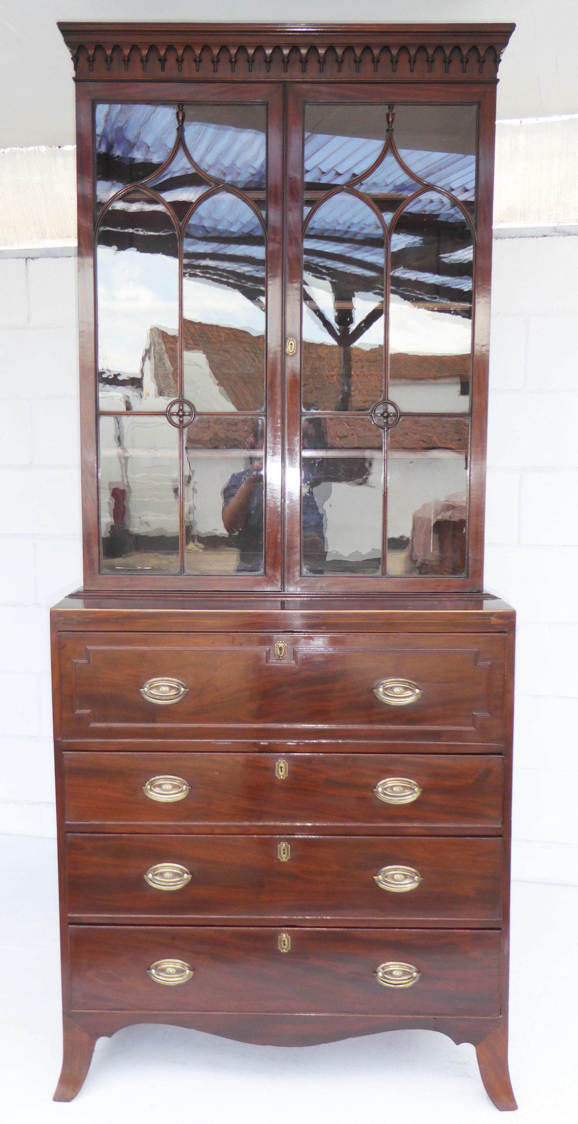 19th Century Regency Mahogany Secretary Bookcase 1