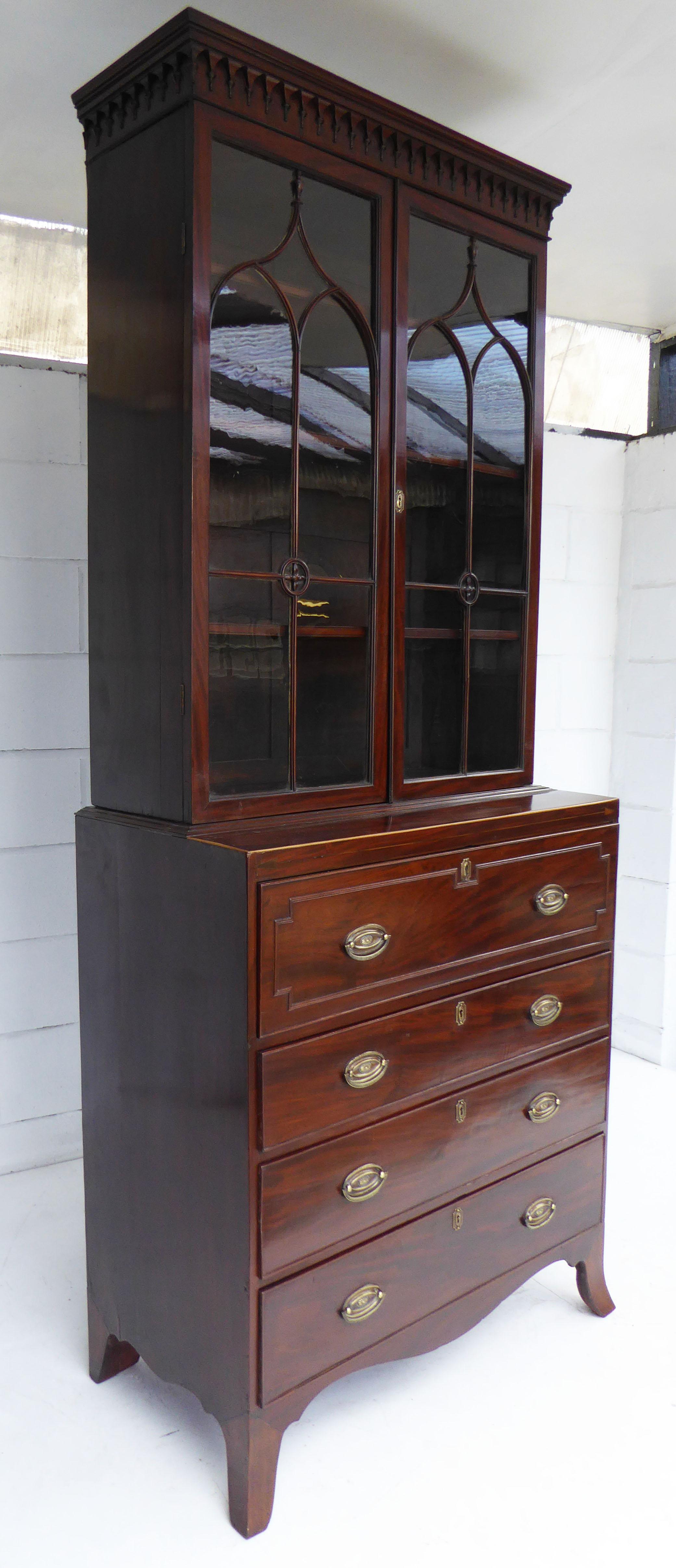 19th Century Regency Mahogany Secretary Bookcase 5