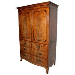19th Century Regency Mahogany Tray Wardrobe / Press