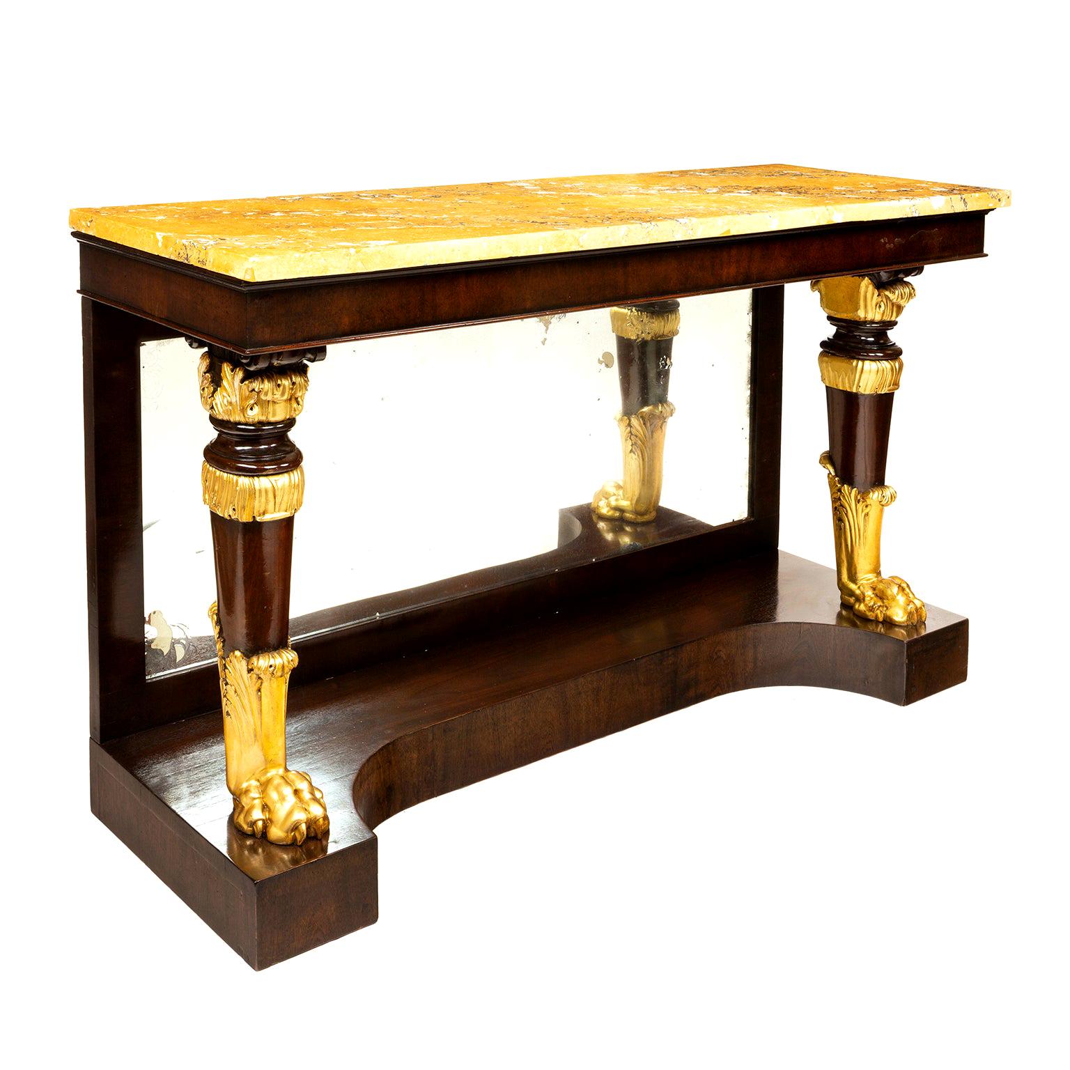 19th Century Regency Mahogany Veneered & Parcel Gilt Console Table