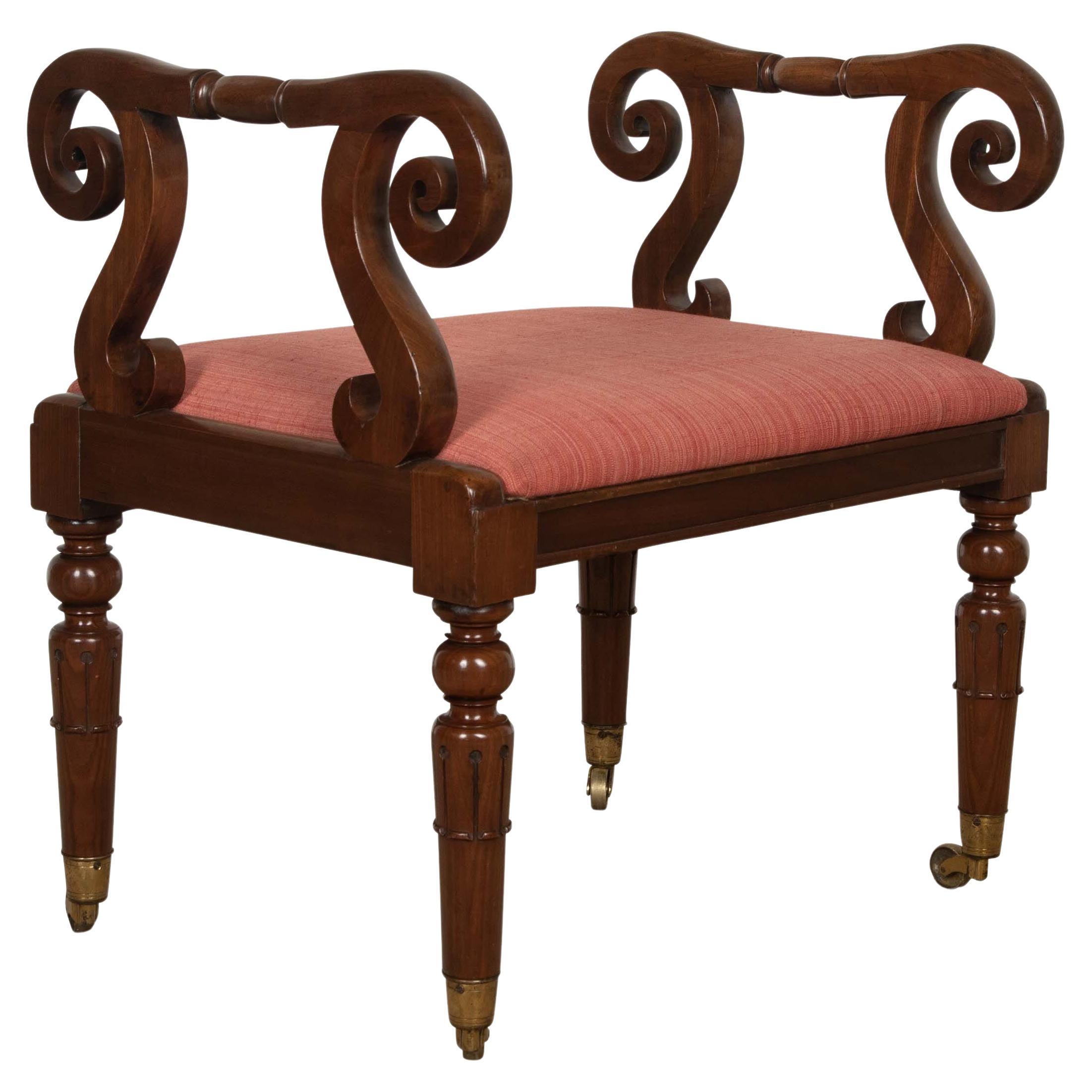 19th Century Regency Mahogany Window Seat/Stool For Sale