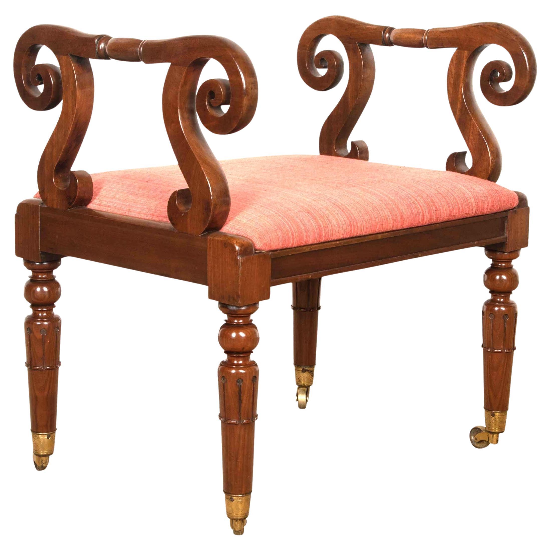 19th Century Regency Mahogany Window Seat/Stool