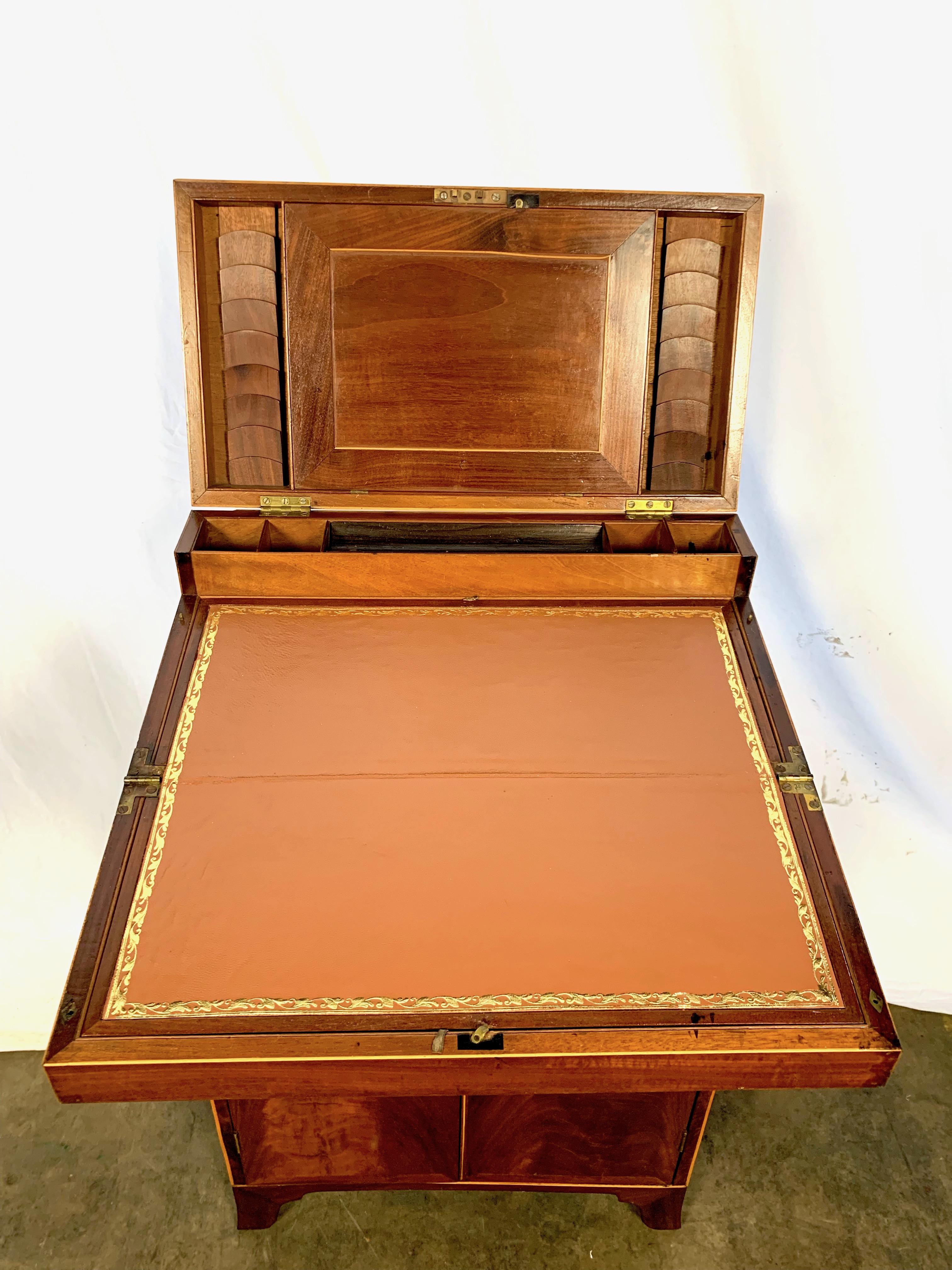 Cross-Banded 19th Century Regency Mahogany Writing Box on Stand For Sale
