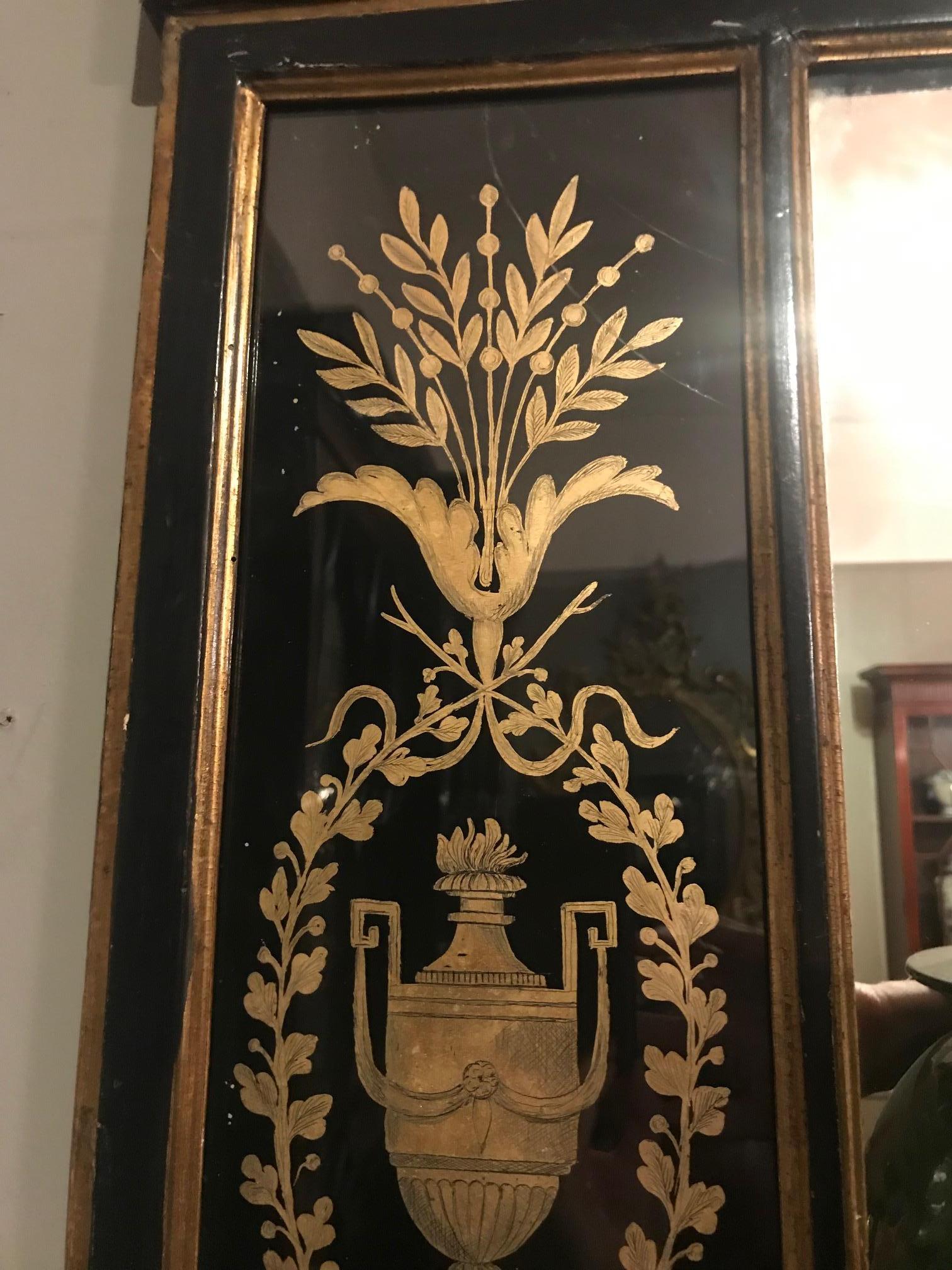 19th Century Regency Mirror Flanked by Églomisé Panels In Fair Condition In Dublin 8, IE