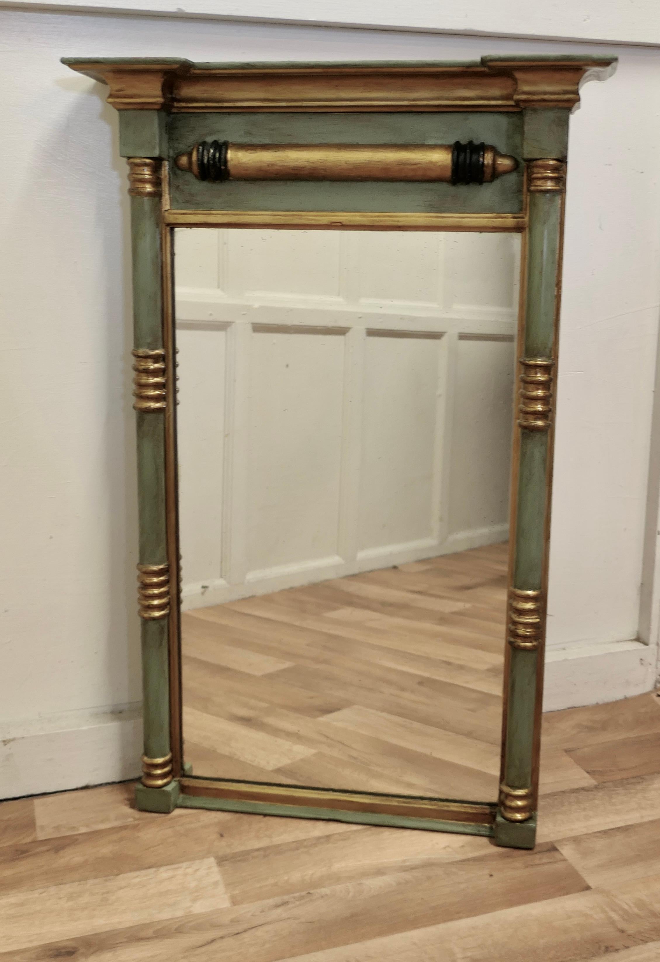 19th Century Regency Moss Green Gilt Mirror or over Mantle In Good Condition In Chillerton, Isle of Wight