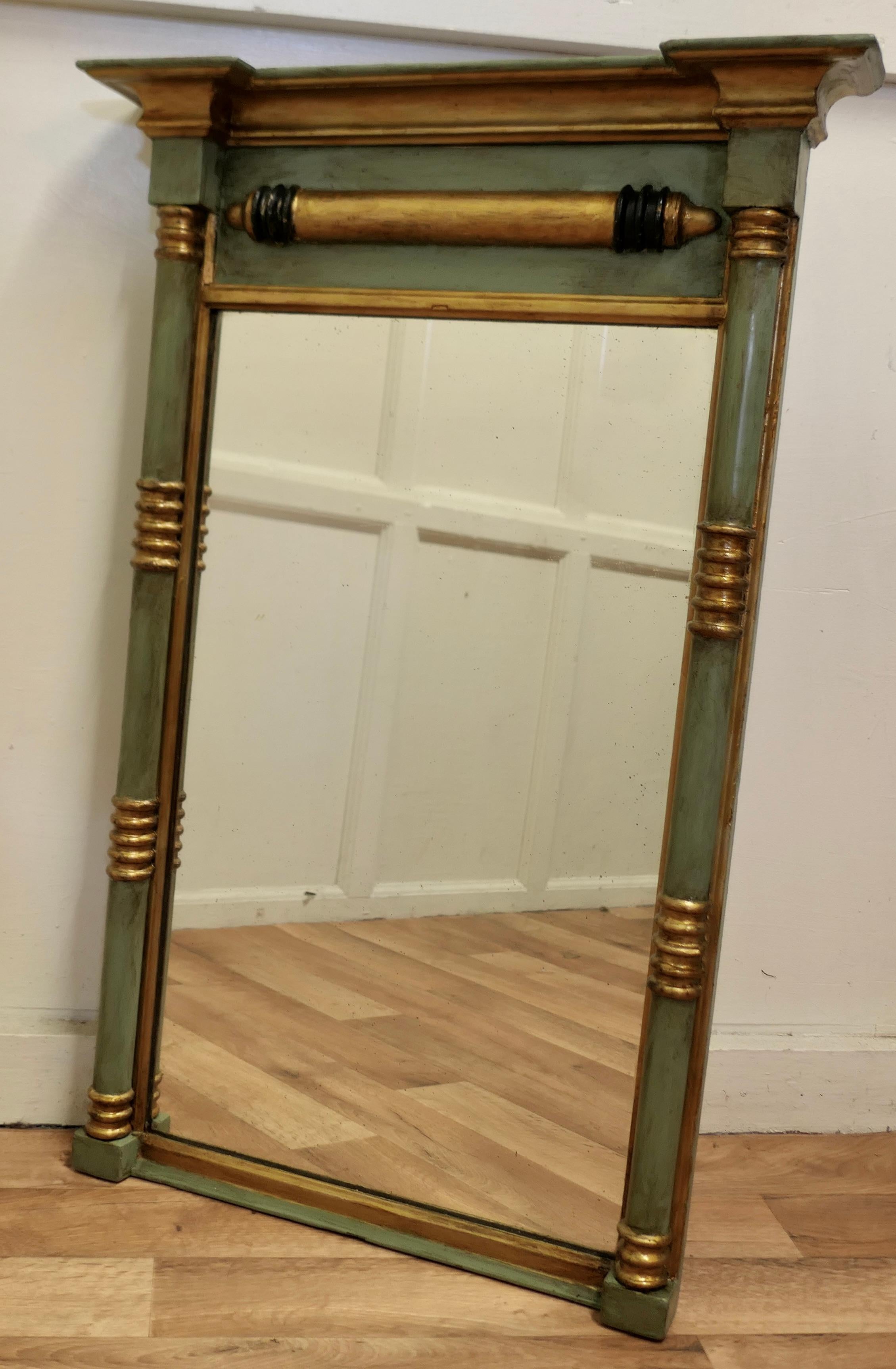 19th Century Regency Moss Green Gilt Mirror or over Mantle 4