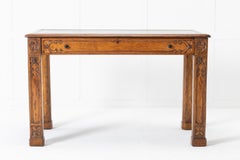 19th Century Regency Oak Gothic Desk with Leather Top