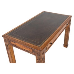 Antique 19th Century Regency Oak Gothic Desk with Leather Top