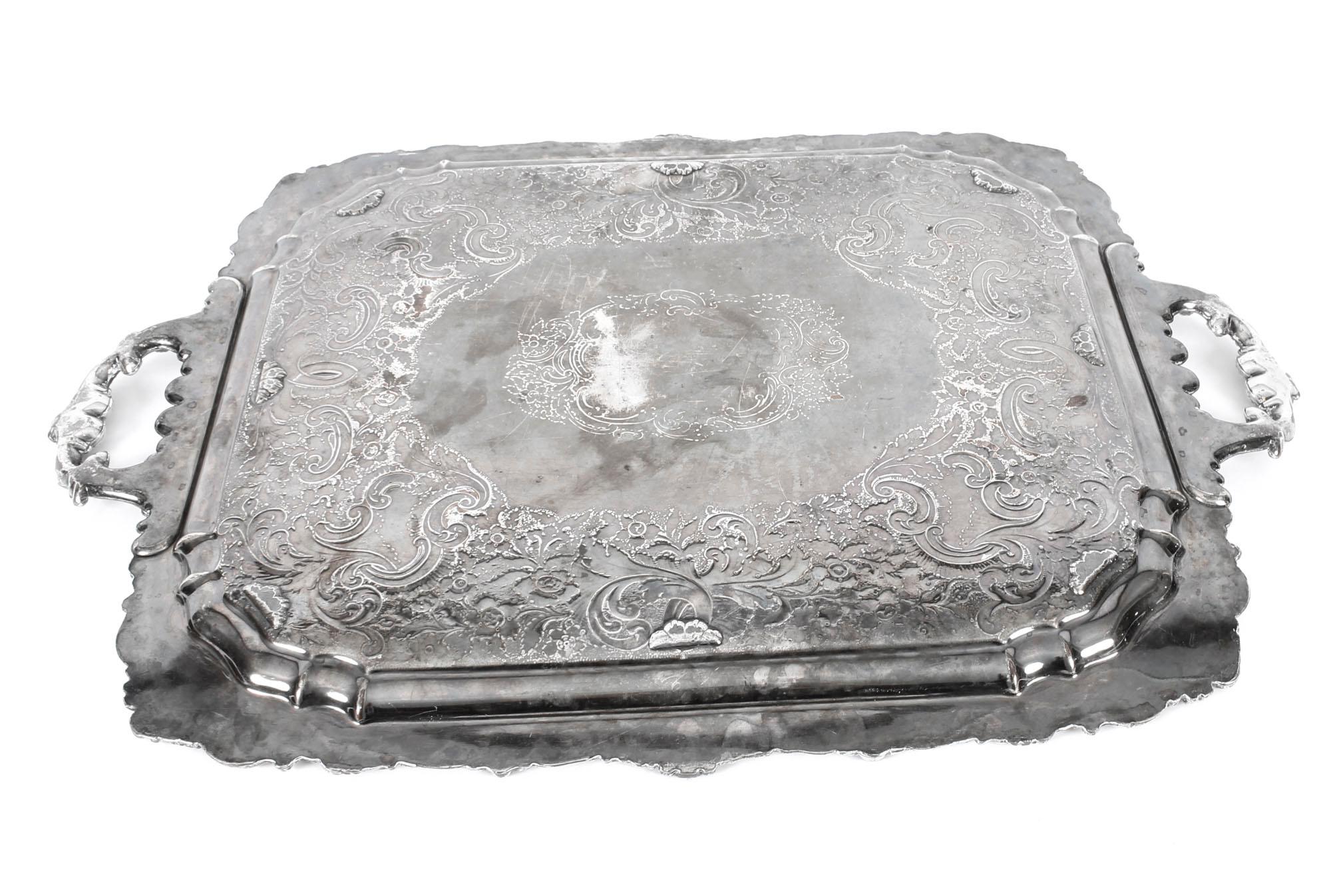 19th Century Regency Old Sheffield Silver Plated Tray with Cavendo Tutus Crest 3
