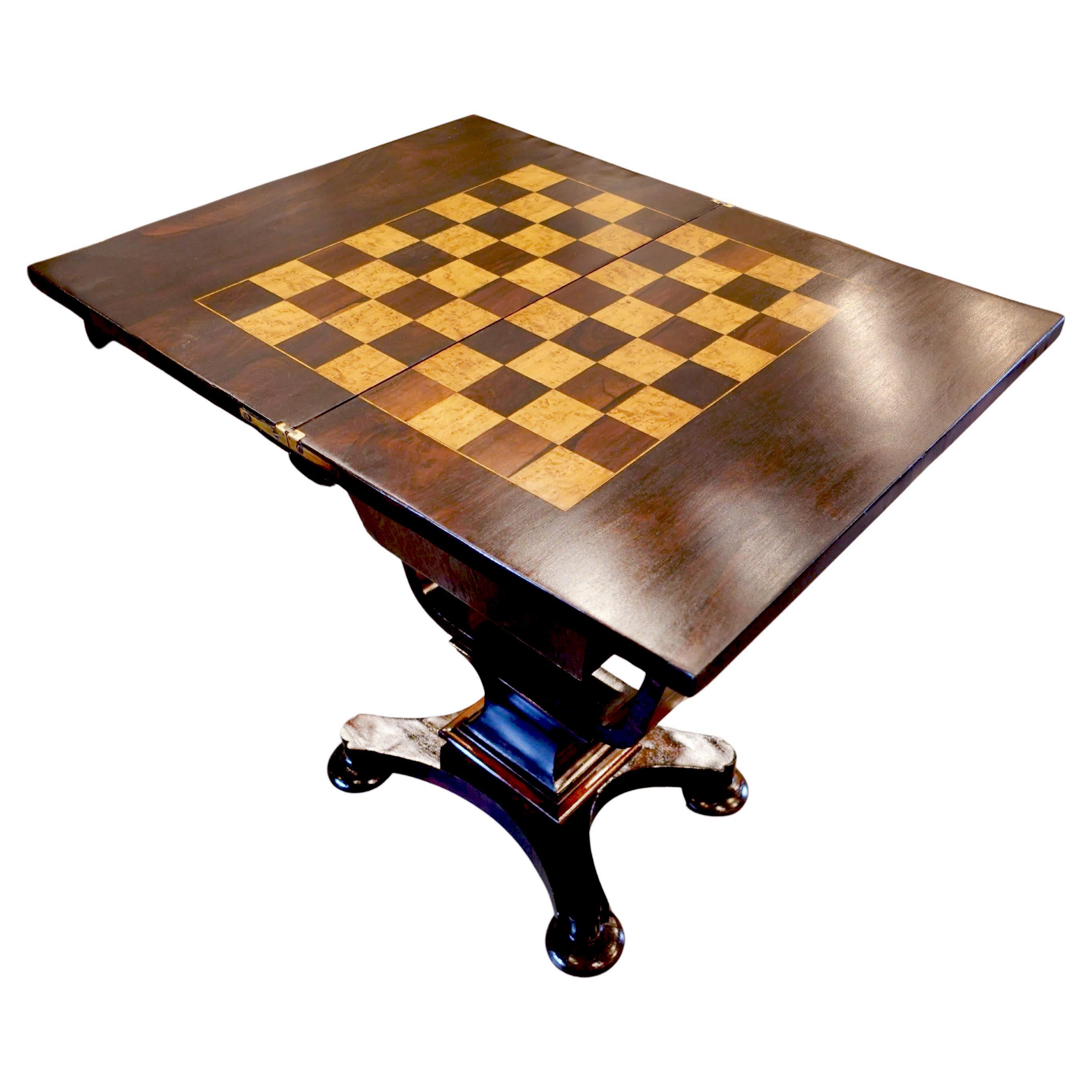 19th century Regency or Victorian Rosewood Game Table en venta 4