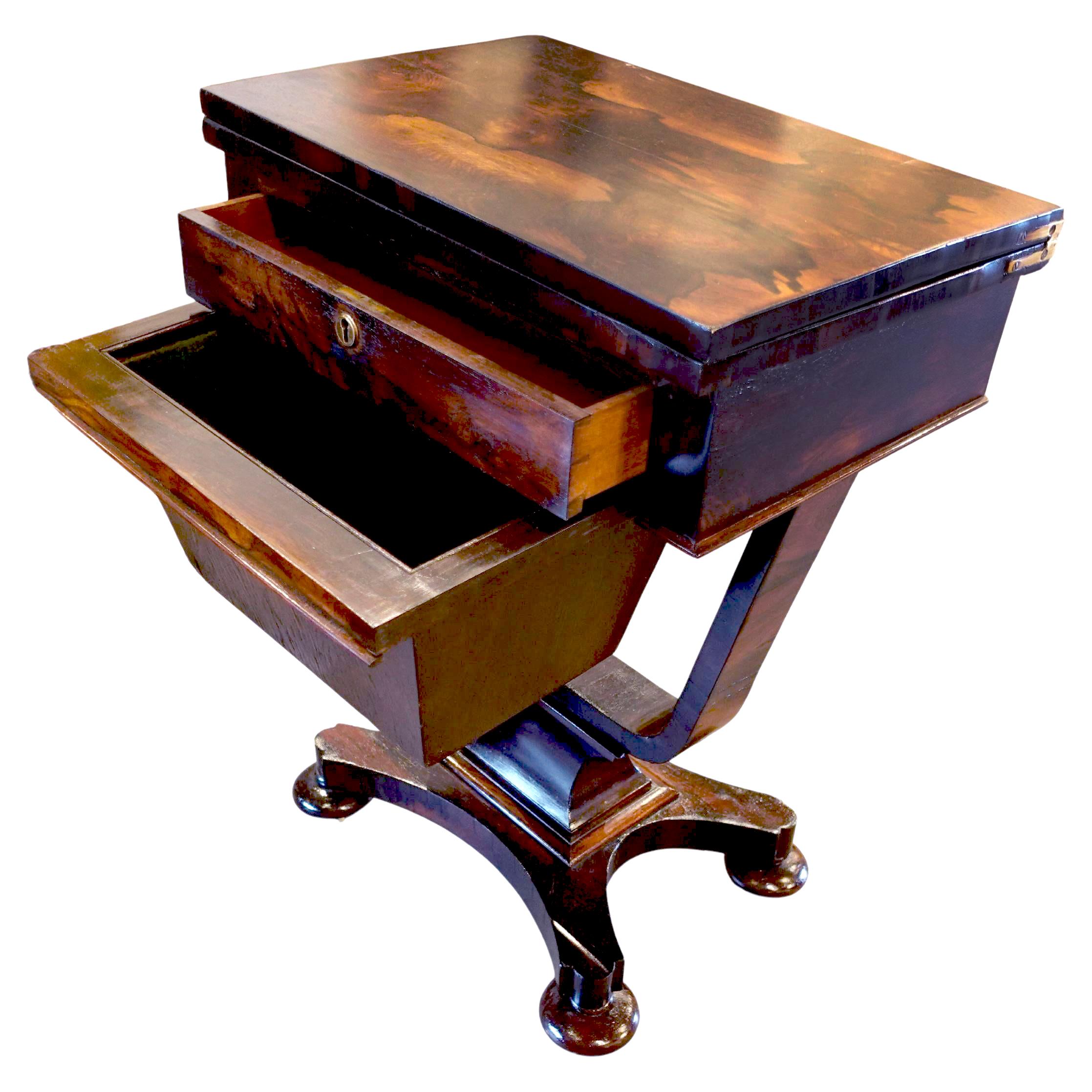 19th century Regency or Victorian Rosewood Game Table

English; mid-to-late 19th century
Rosewood

Approximate size: 28”H x 27.5”W x 21”D

This exquisite 19th century rosewood gaming table embodies the refined craftsmanship of classic antique