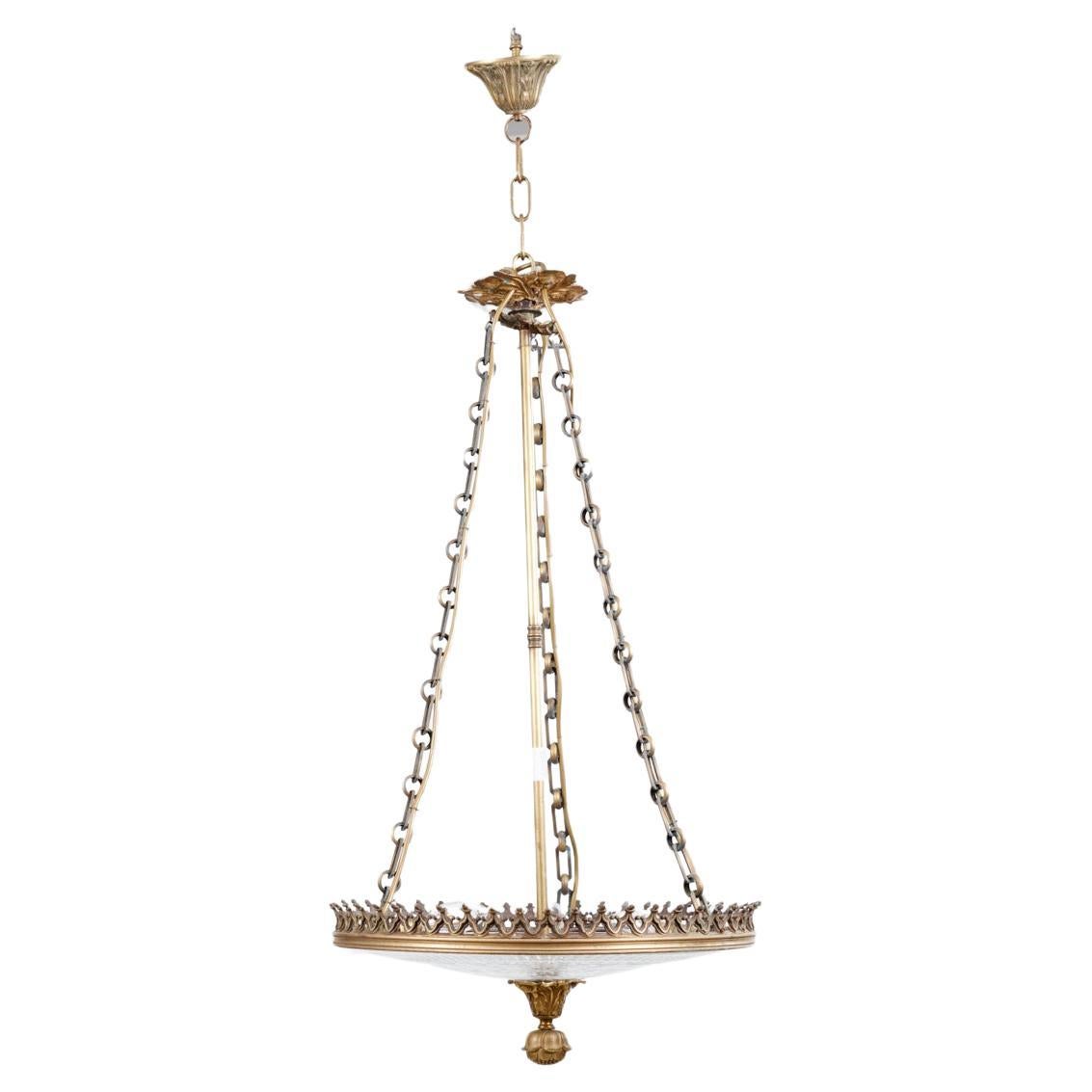 Lampe à poser en bronze doré et verre taillé de style Régence du 19e siècle