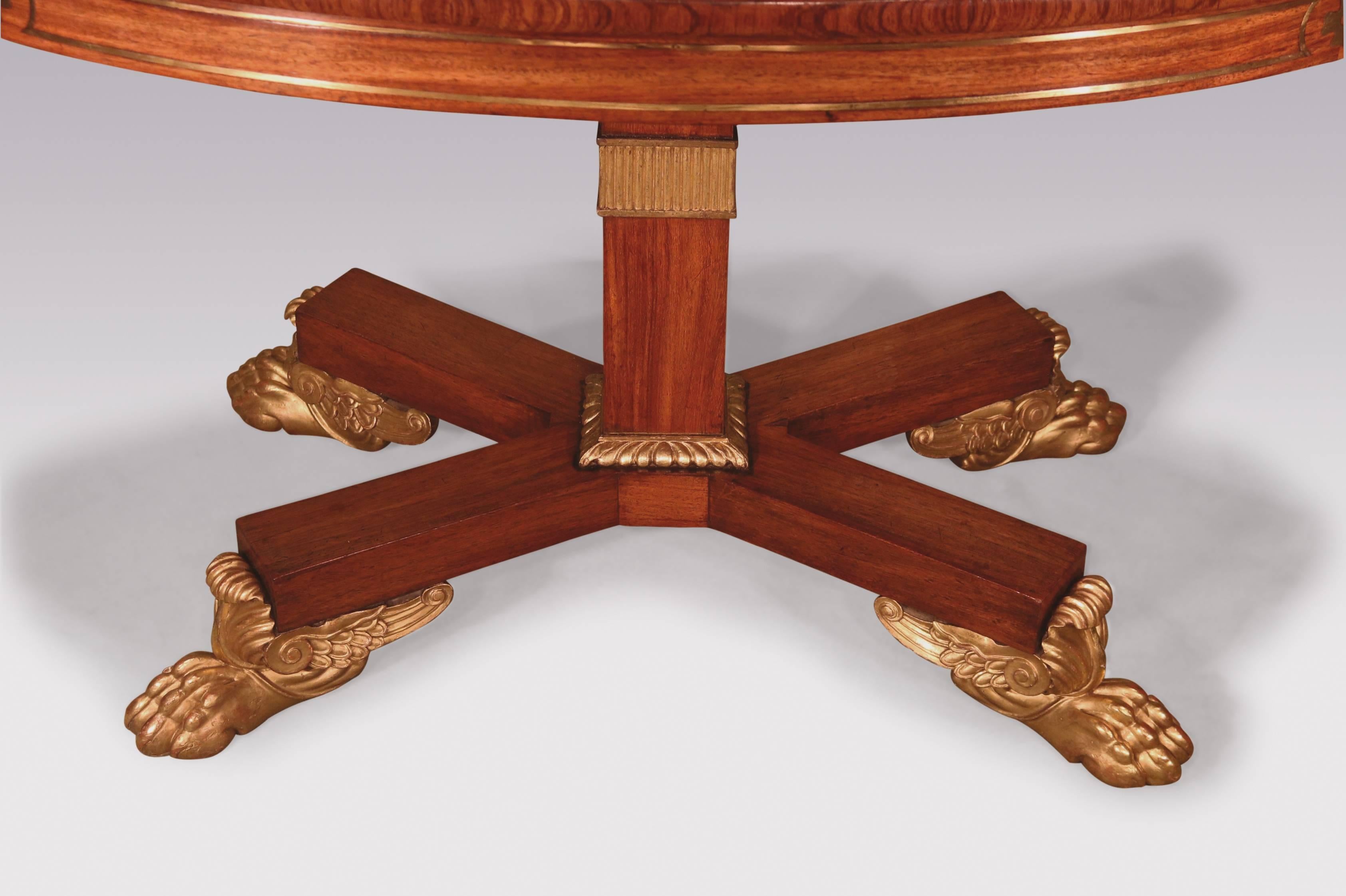 Polished 19th Century Regency Oval Padouk Wood Breakfast Table For Sale