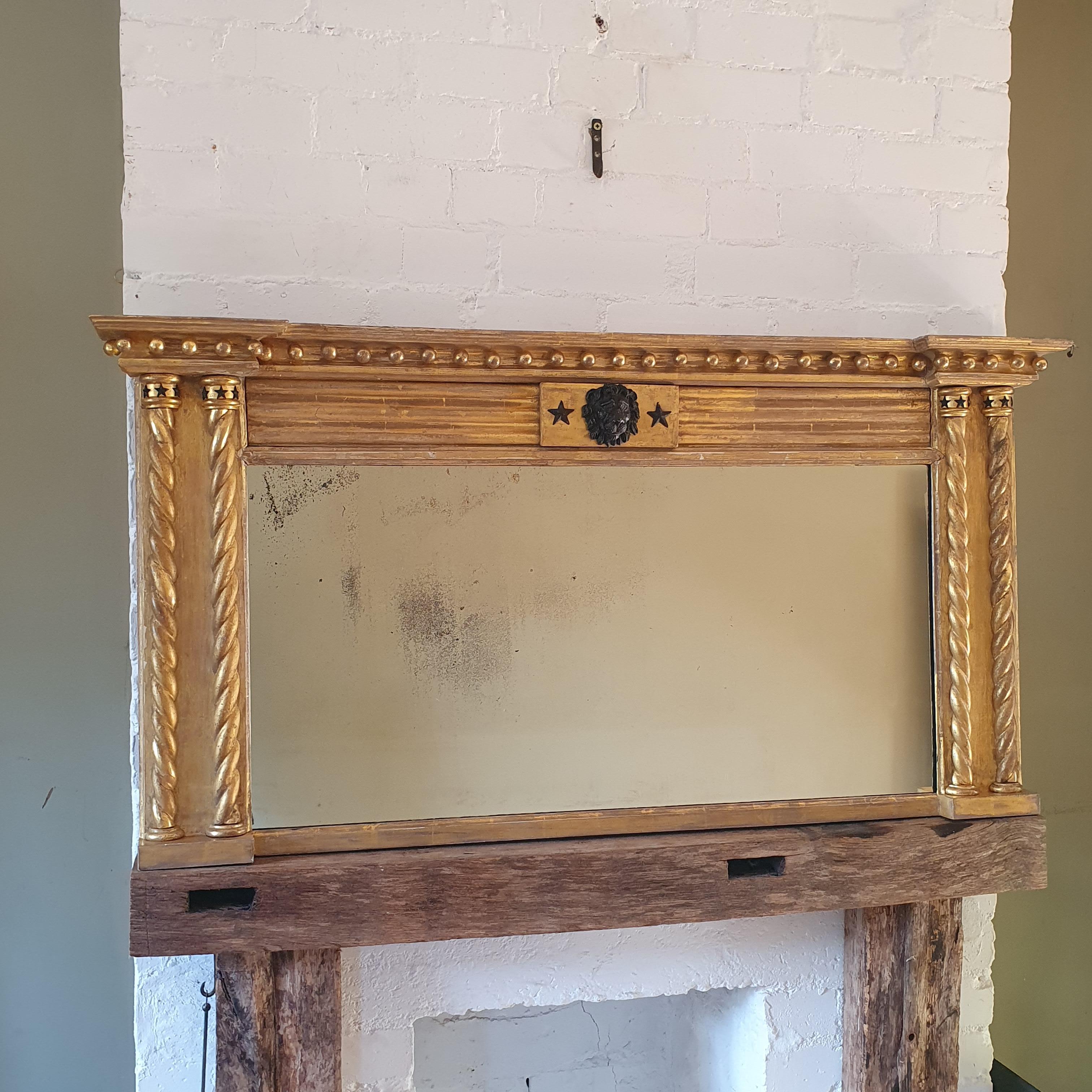 Dorato Specchio da soffitto Regency del XIX secolo in vendita