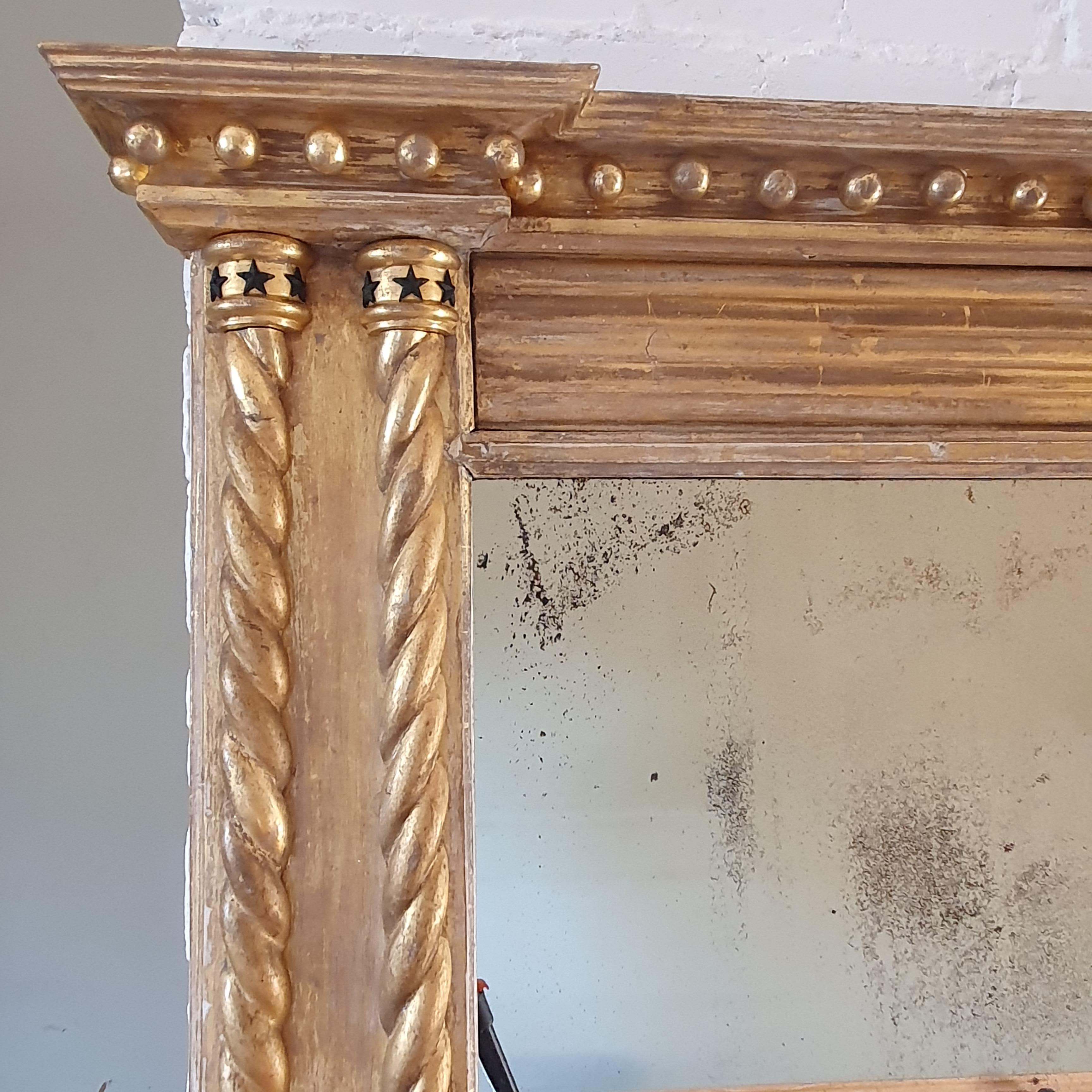 Foglia d’oro Specchio da soffitto Regency del XIX secolo in vendita