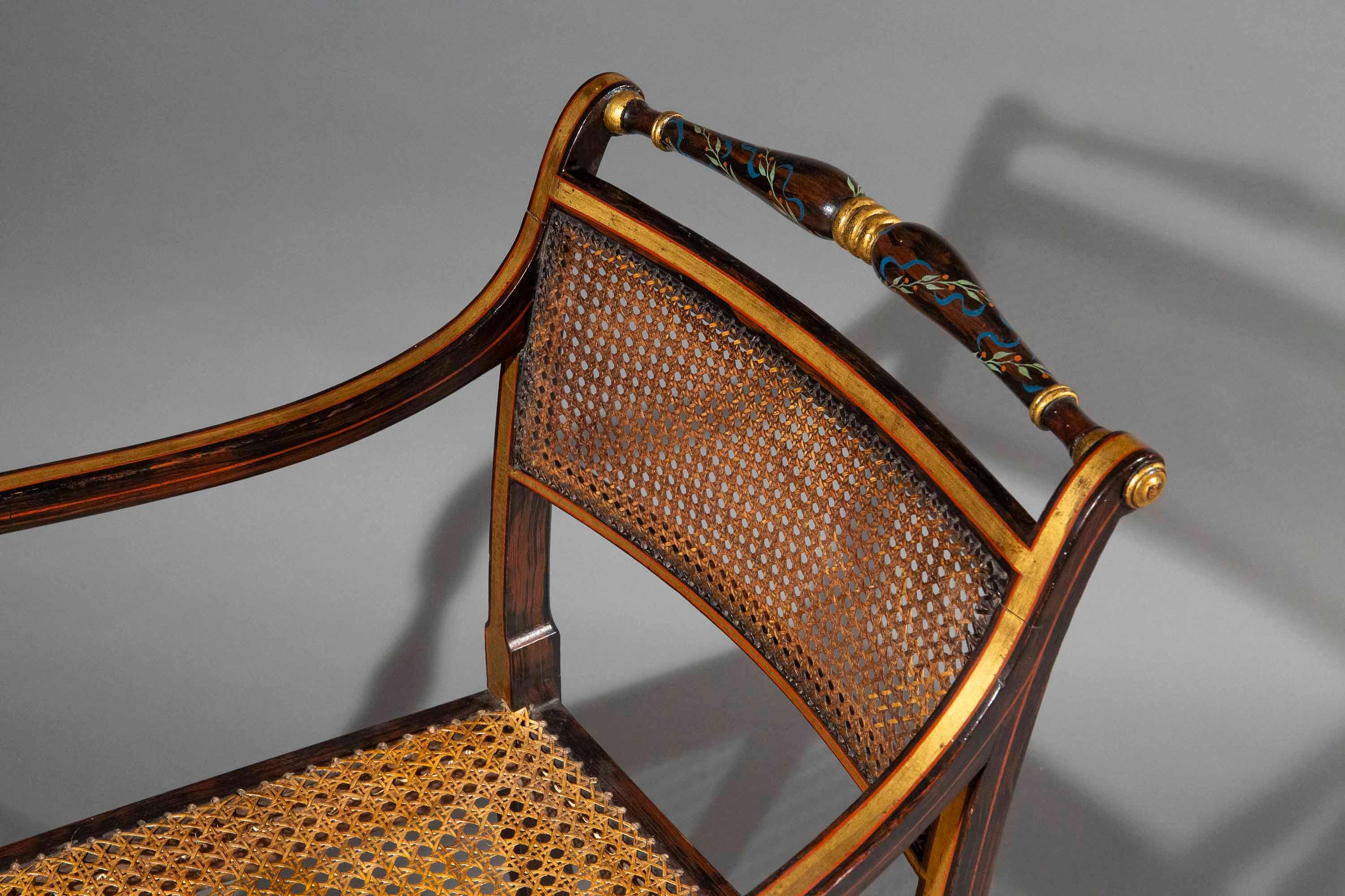 Fauteuils peints Regency du 19e siècle en vente 7