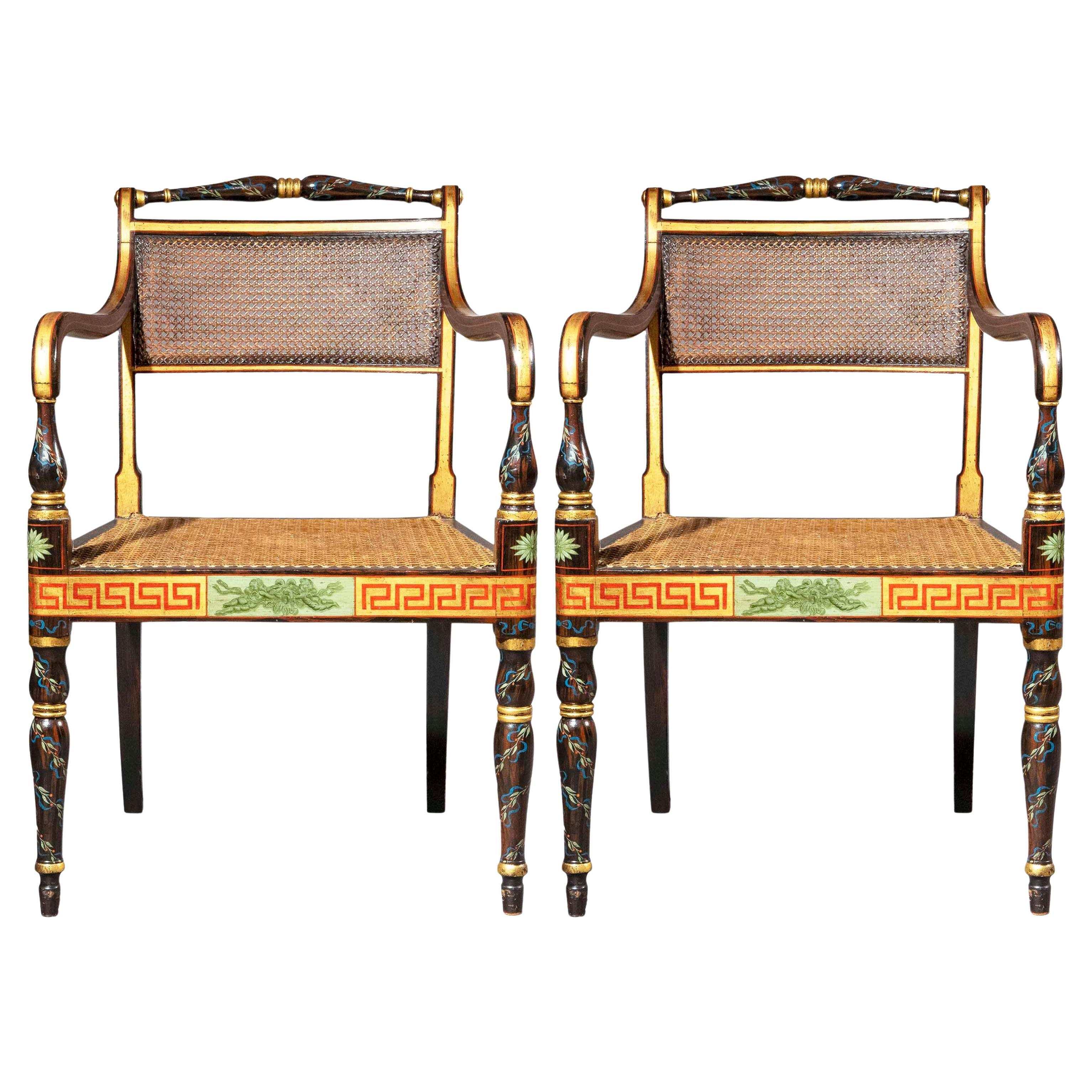 19th Century Regency Painted Armchairs
