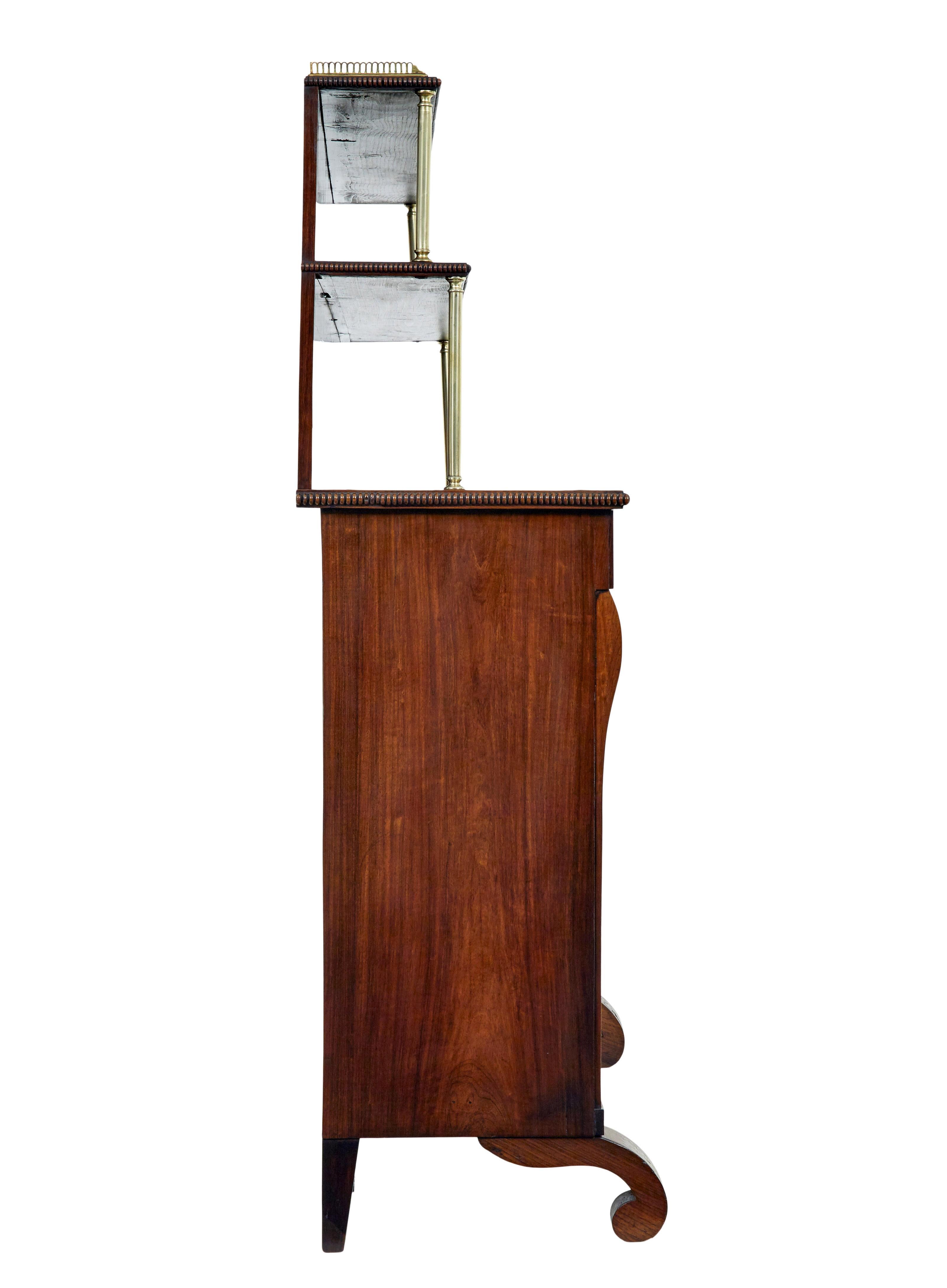 Hand-Carved 19th Century Regency palisander brass inlaid chiffonier For Sale