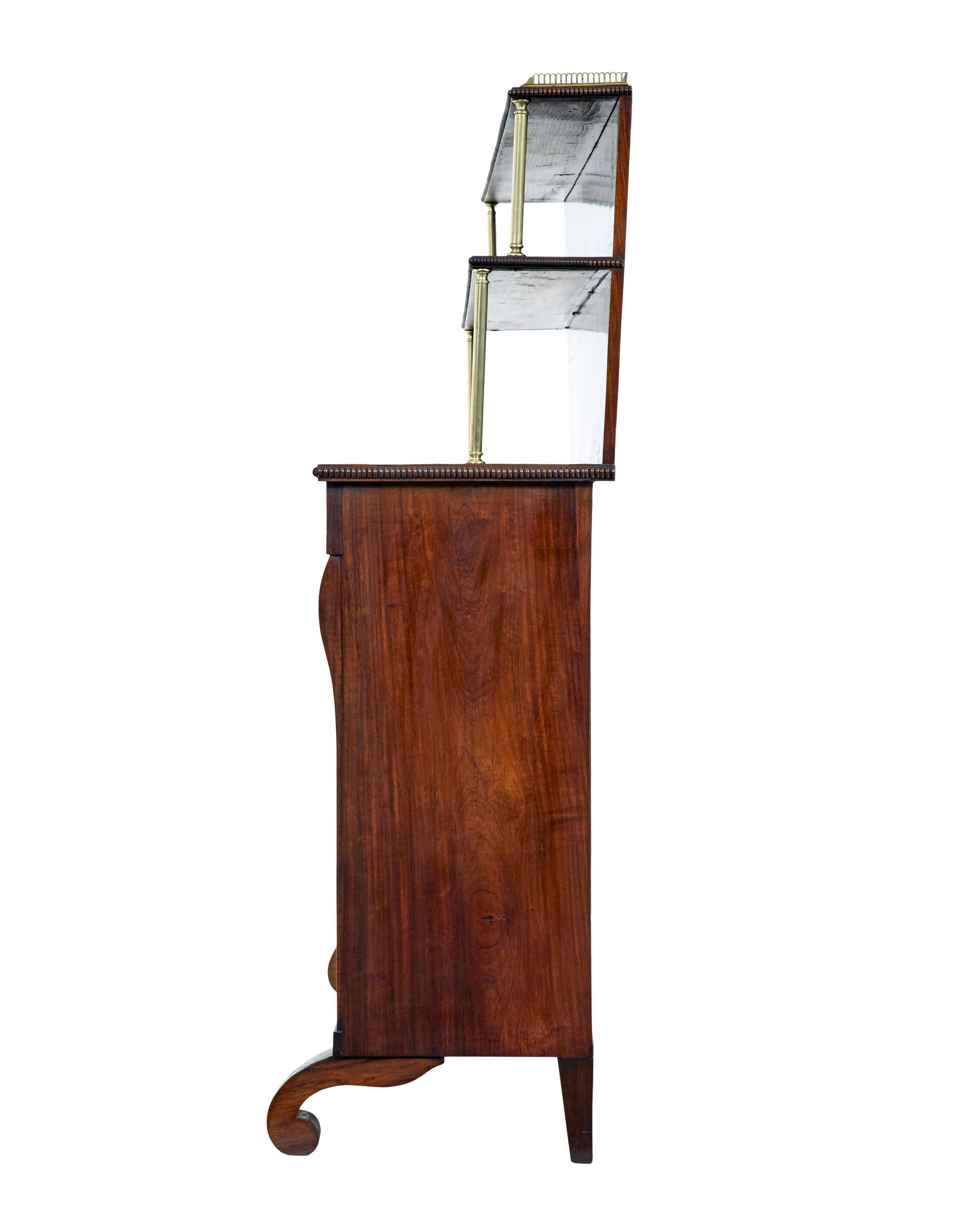 19th Century Regency palisander brass inlaid chiffonier In Good Condition For Sale In Debenham, Suffolk