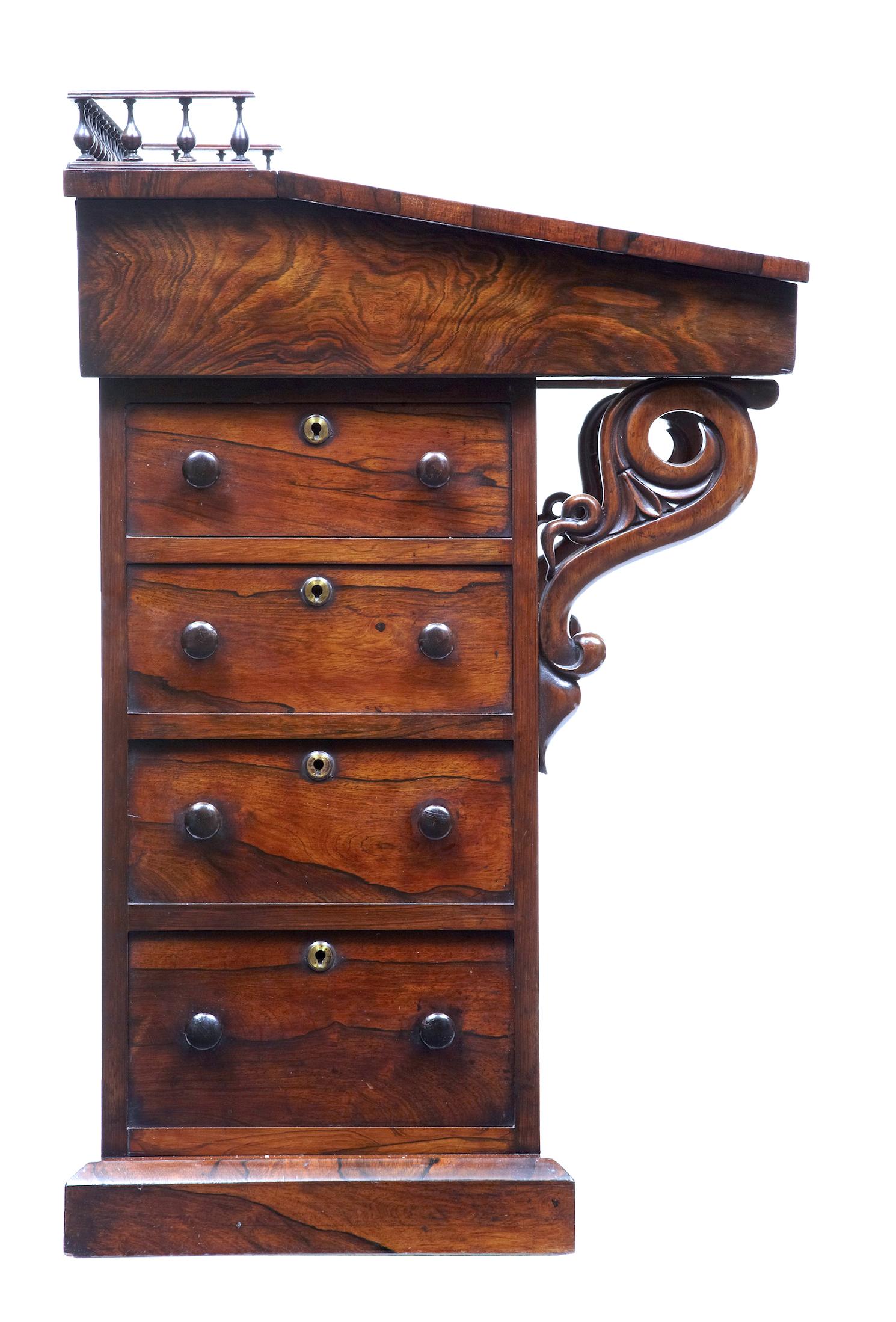 19th Century Regency Palisander Davenport Desk In Good Condition In Debenham, Suffolk