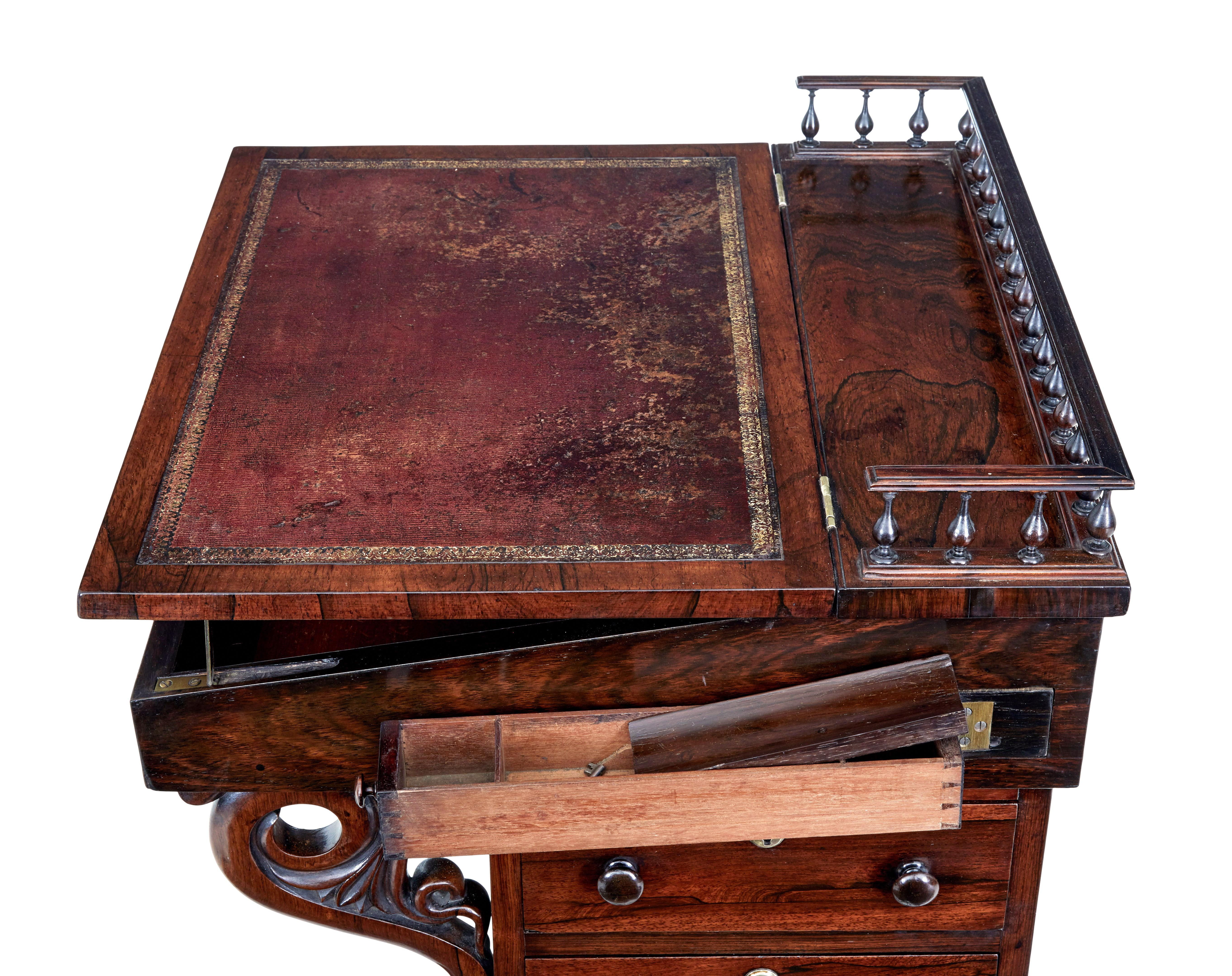 Carved 19th Century Regency Palisander Davenport Desk For Sale