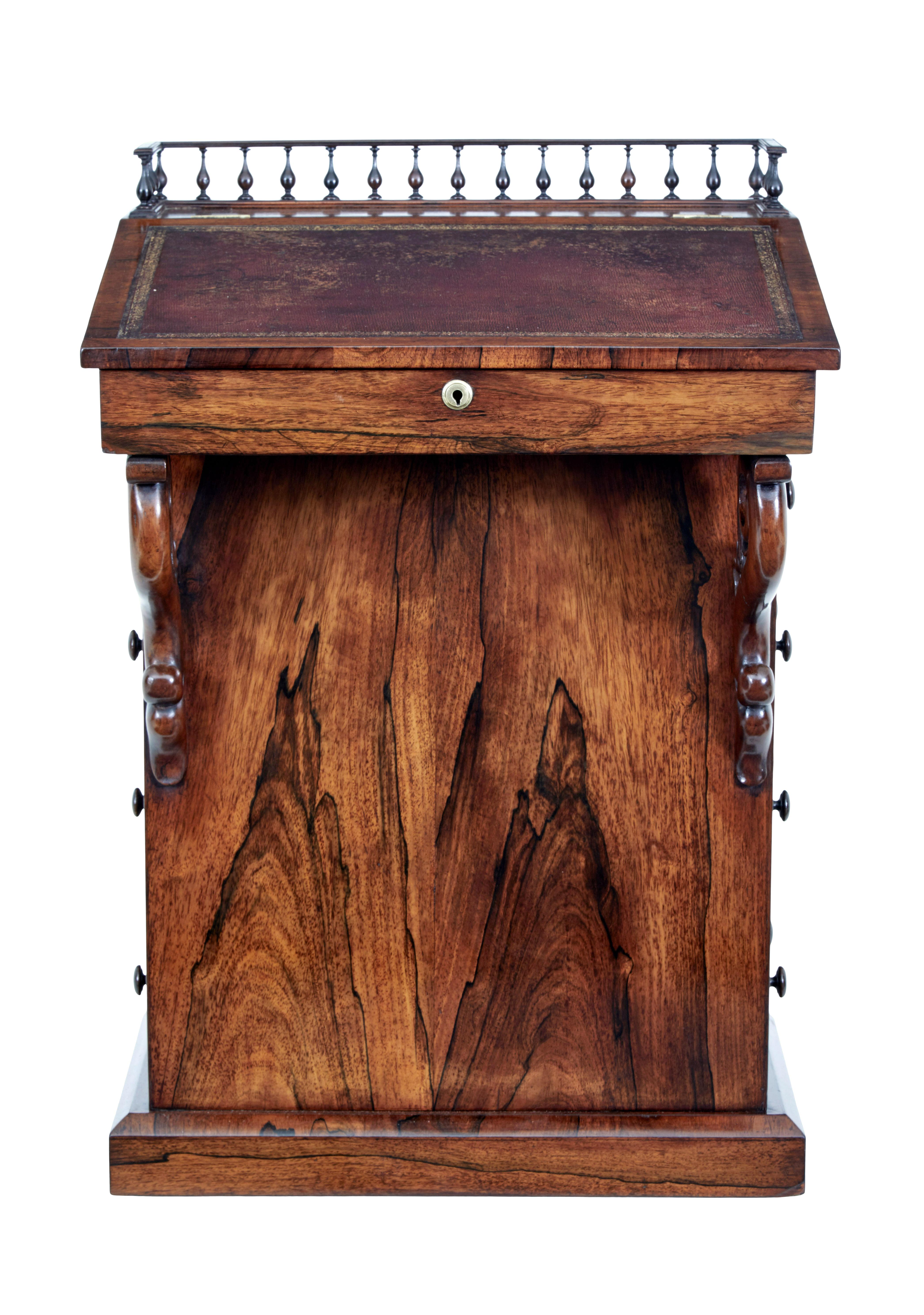 19th Century Regency Palisander Davenport Desk In Good Condition For Sale In Debenham, Suffolk