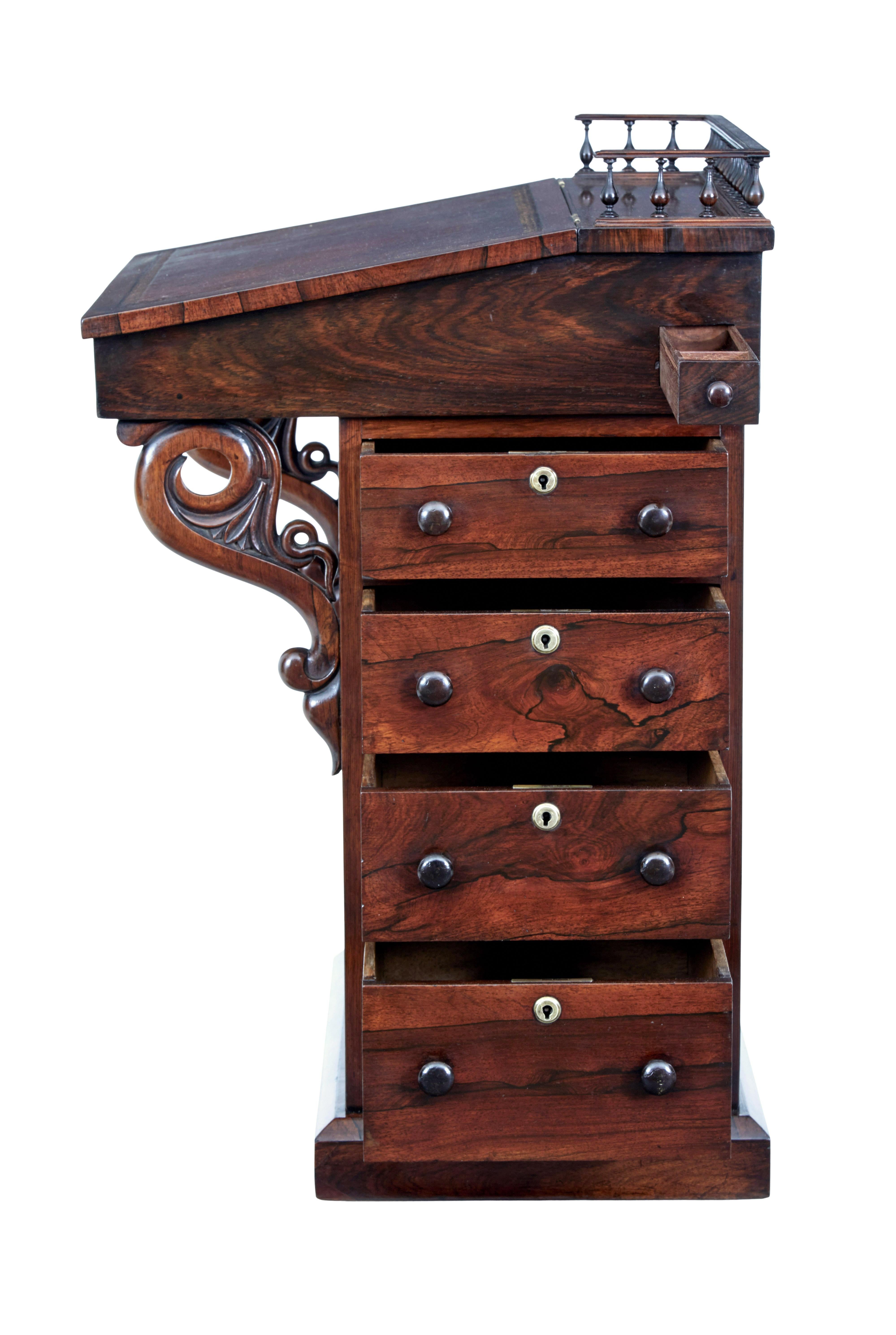 Leather 19th Century Regency Palisander Davenport Desk For Sale