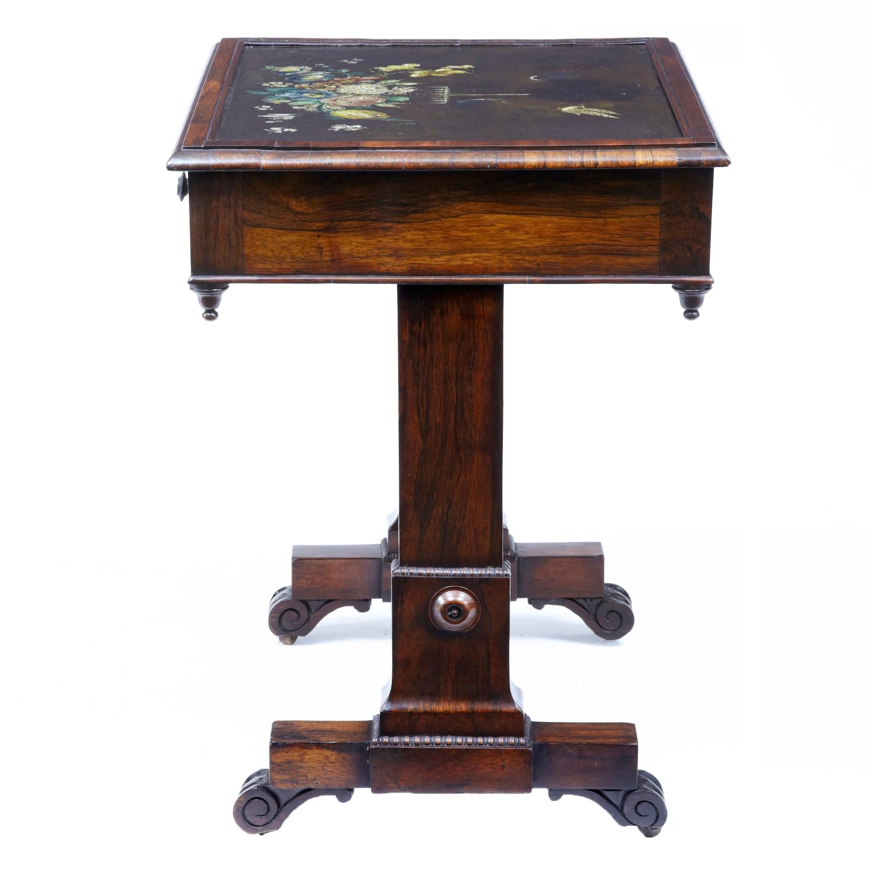 English 19th Century Regency Palisander Painted Slate Top Table