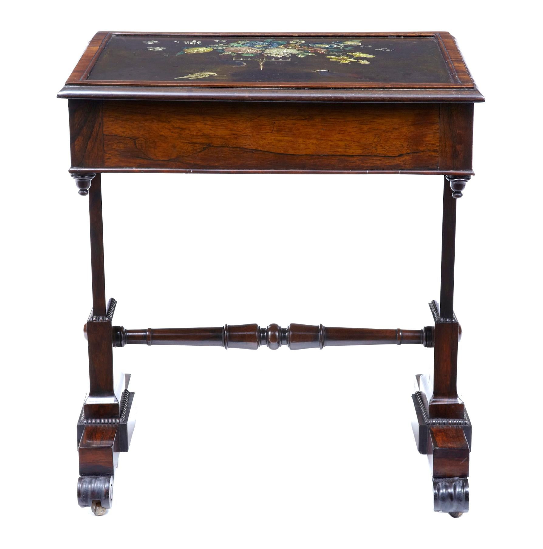 Hand-Painted 19th Century Regency Palisander Painted Slate Top Table