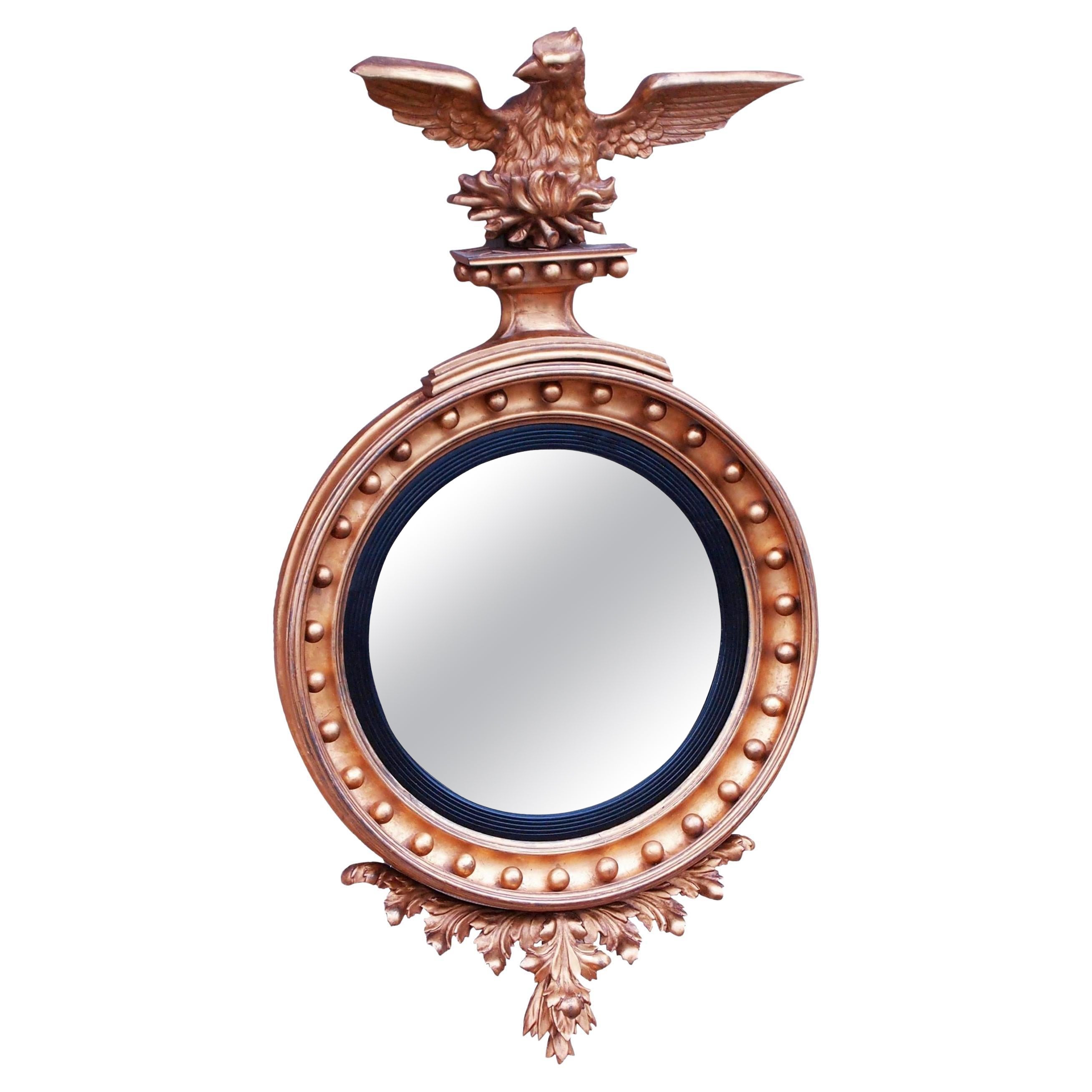 19. Jahrhundert 'Regency-Periode, 1820er Jahre' Englisch Giltwood konvexen Spiegel mit ungewöhnlichen im Angebot