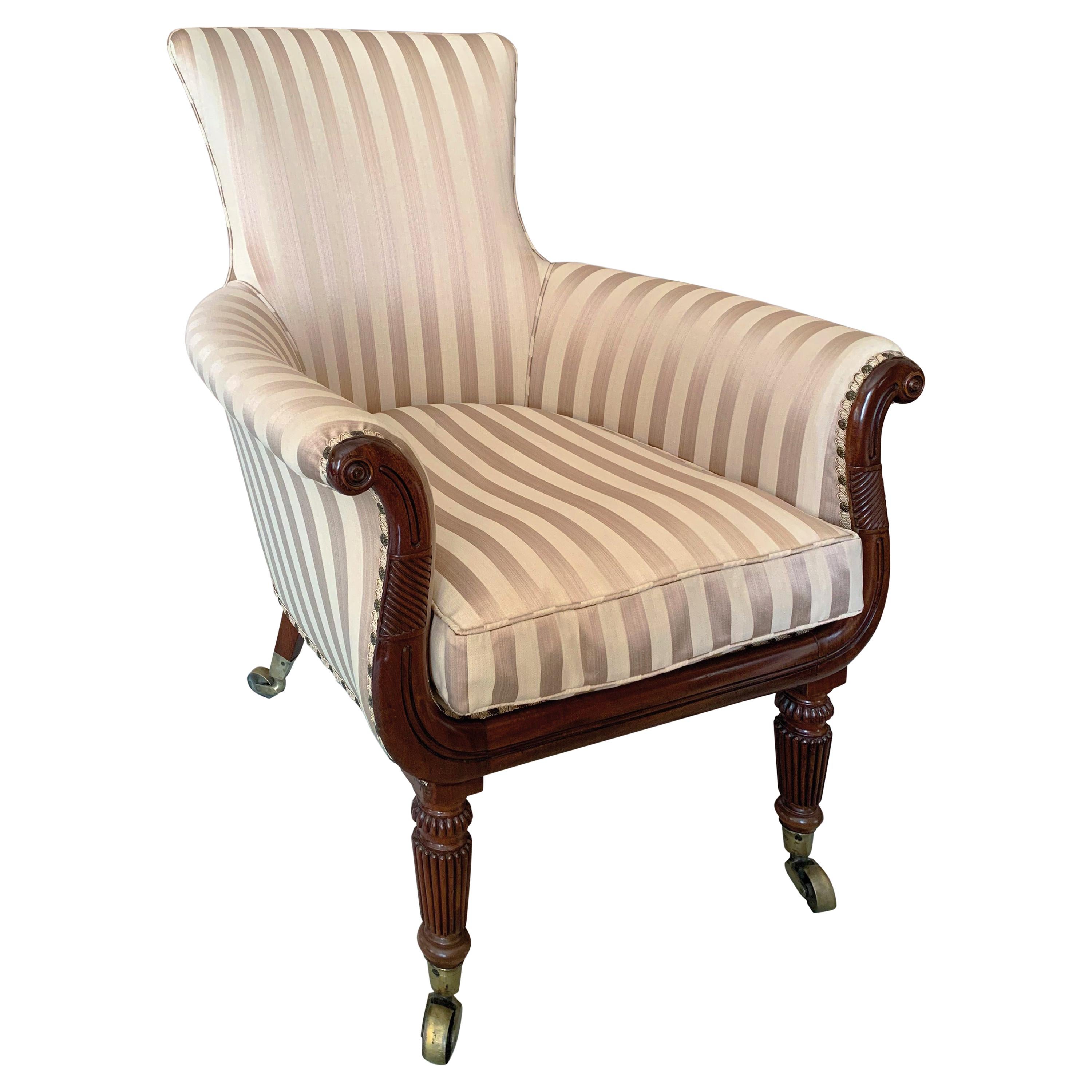 19th Century Regency Period Mahogany Lyre Front Gillows Tub Chair For Sale