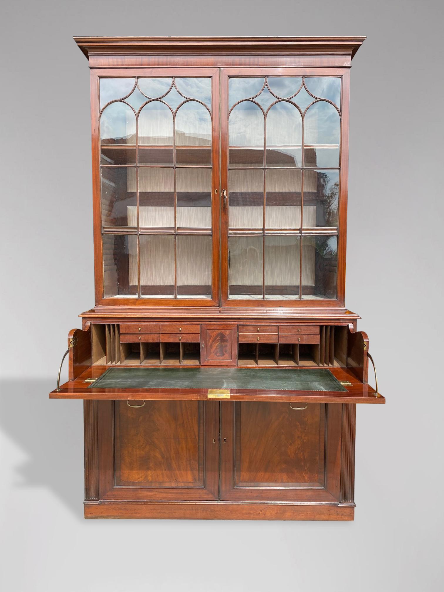 British 19th Century Regency Period Mahogany Secretaire Bookcase