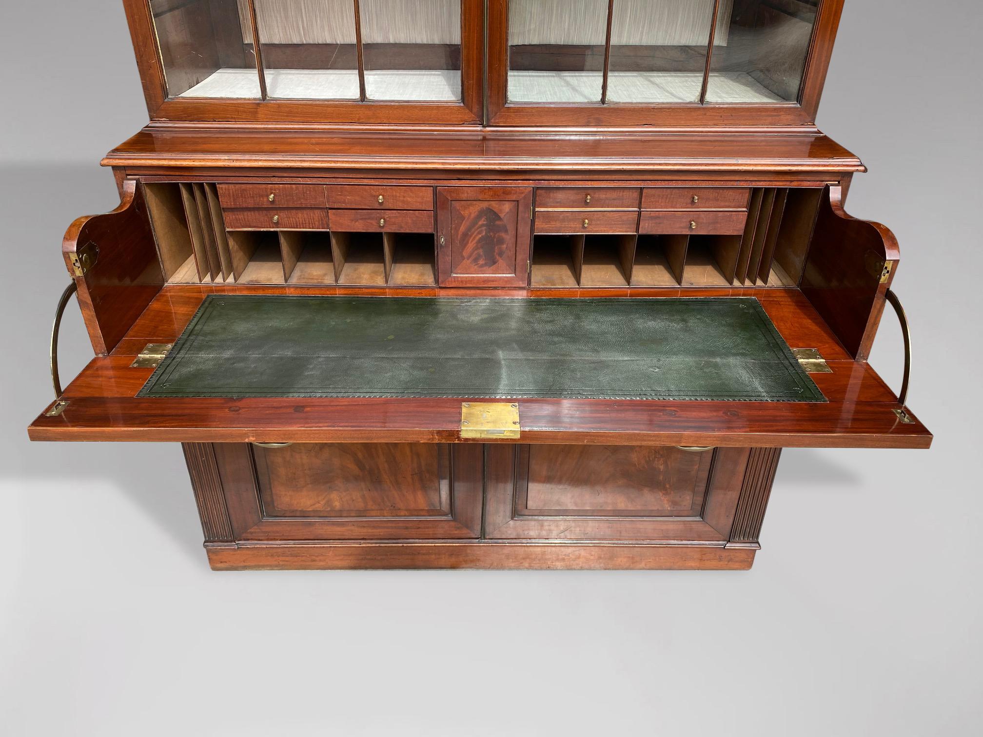 Polished 19th Century Regency Period Mahogany Secretaire Bookcase