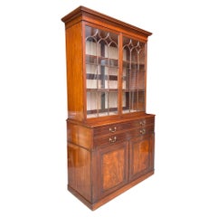 Antique 19th Century Regency Period Mahogany Secretaire Bookcase