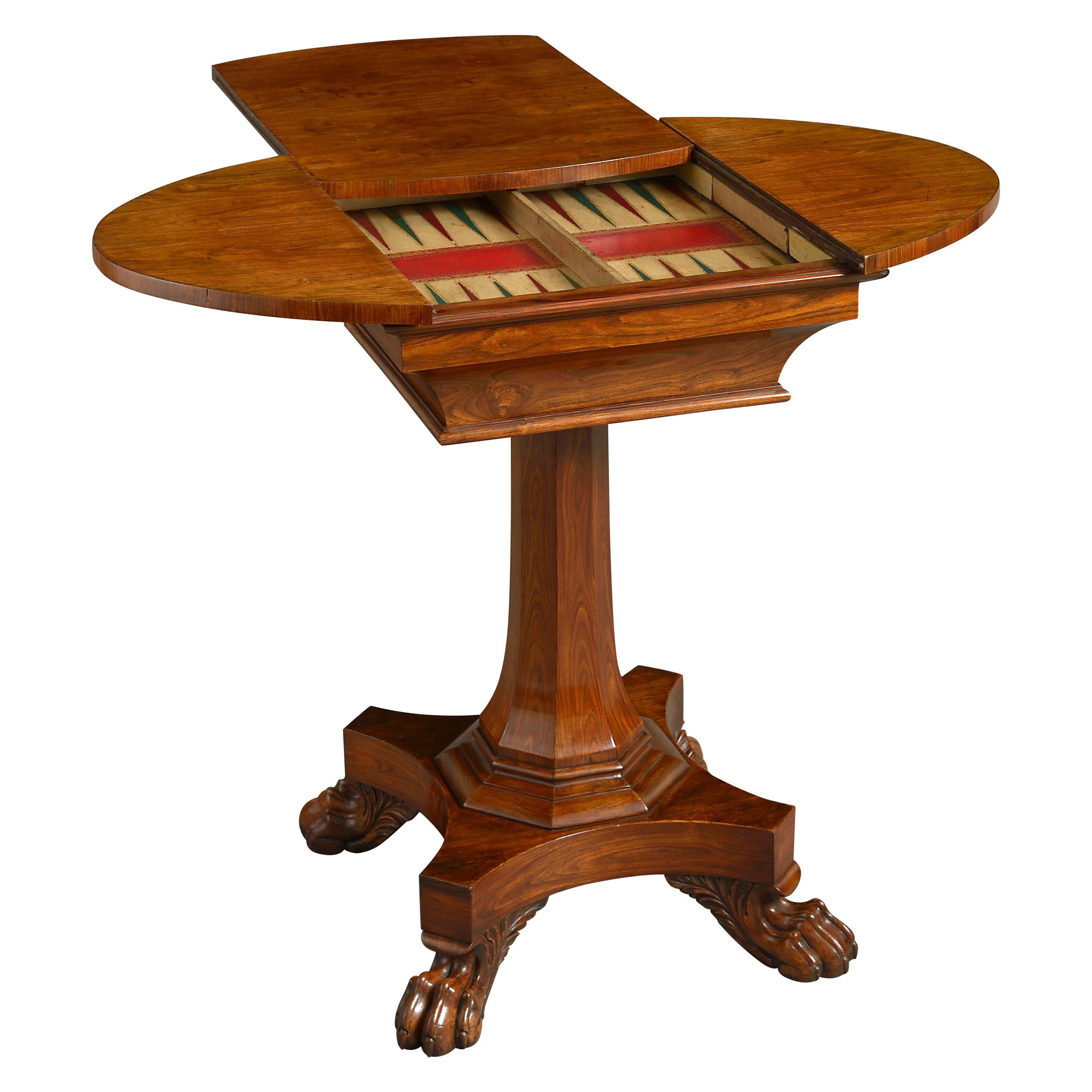 19th Century Regency Period Padouk Games Table