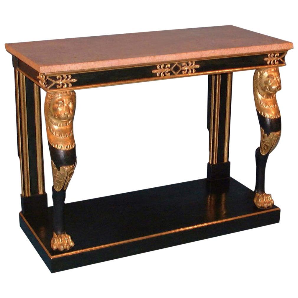 Table console peinte et dorée d'époque Régence du 19ème siècle
