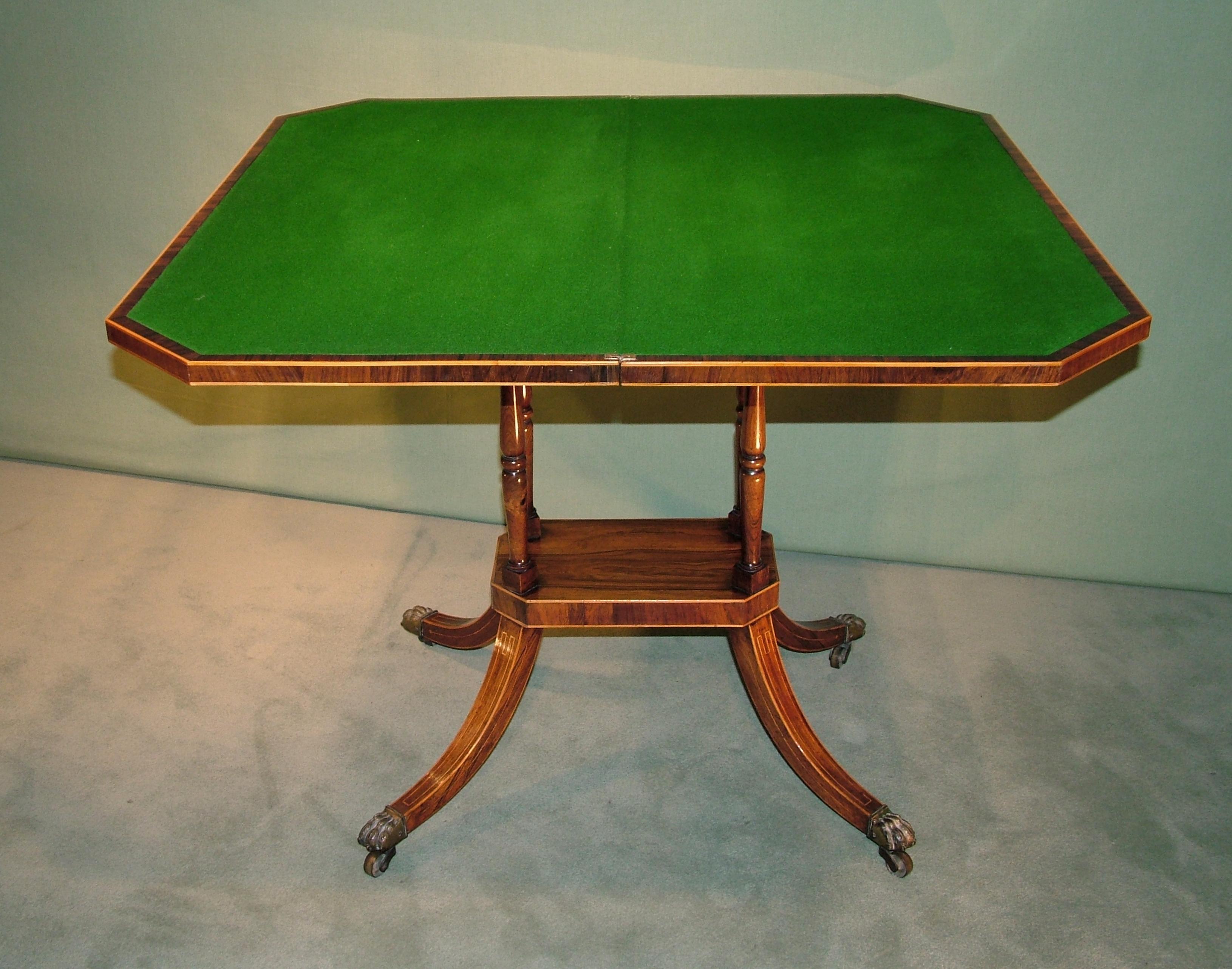 Polished 19th Century Regency Period Rosewood Card Table