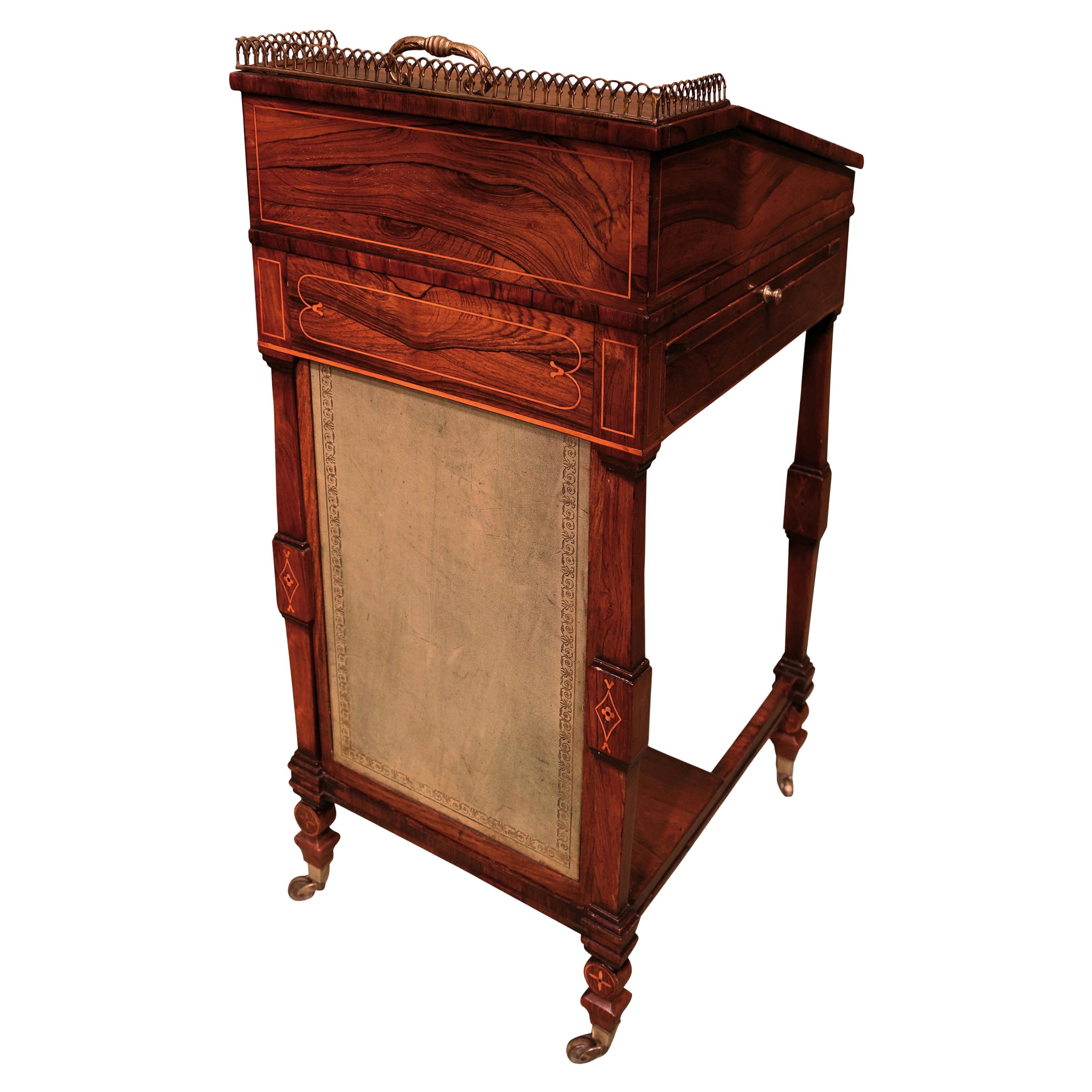 19th Century Regency Period Rosewood Davenport, Boxwood Strung For Sale