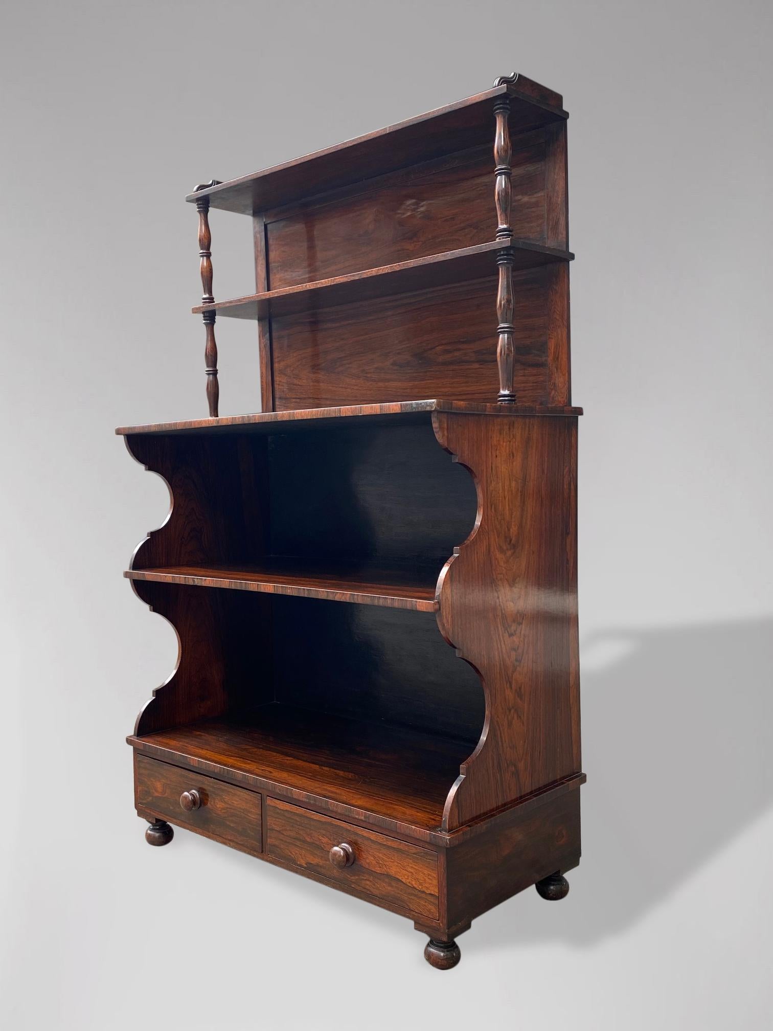 British 19th Century Regency Period Rosewood Shaped Open Bookcase