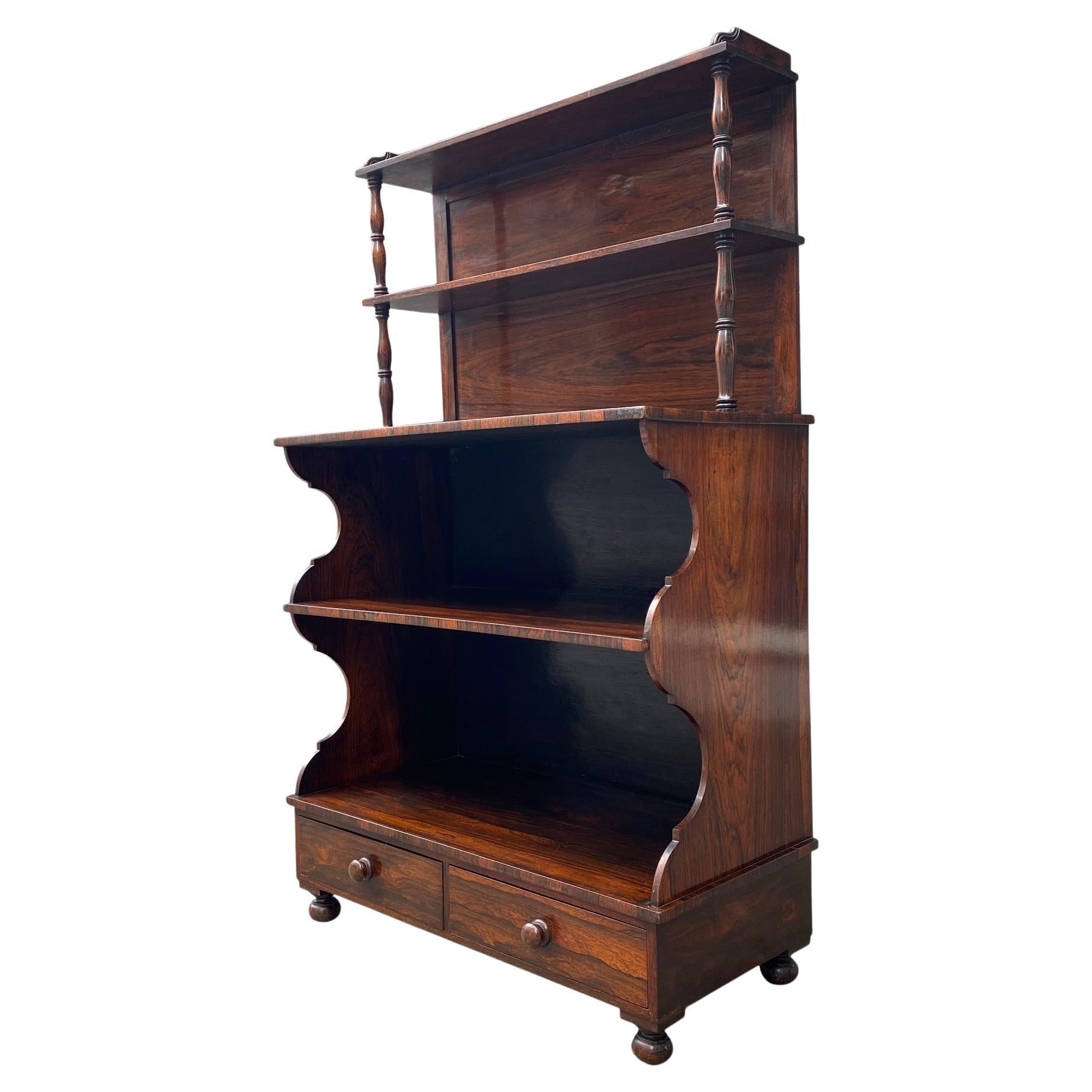 19th Century Regency Period Rosewood Shaped Open Bookcase