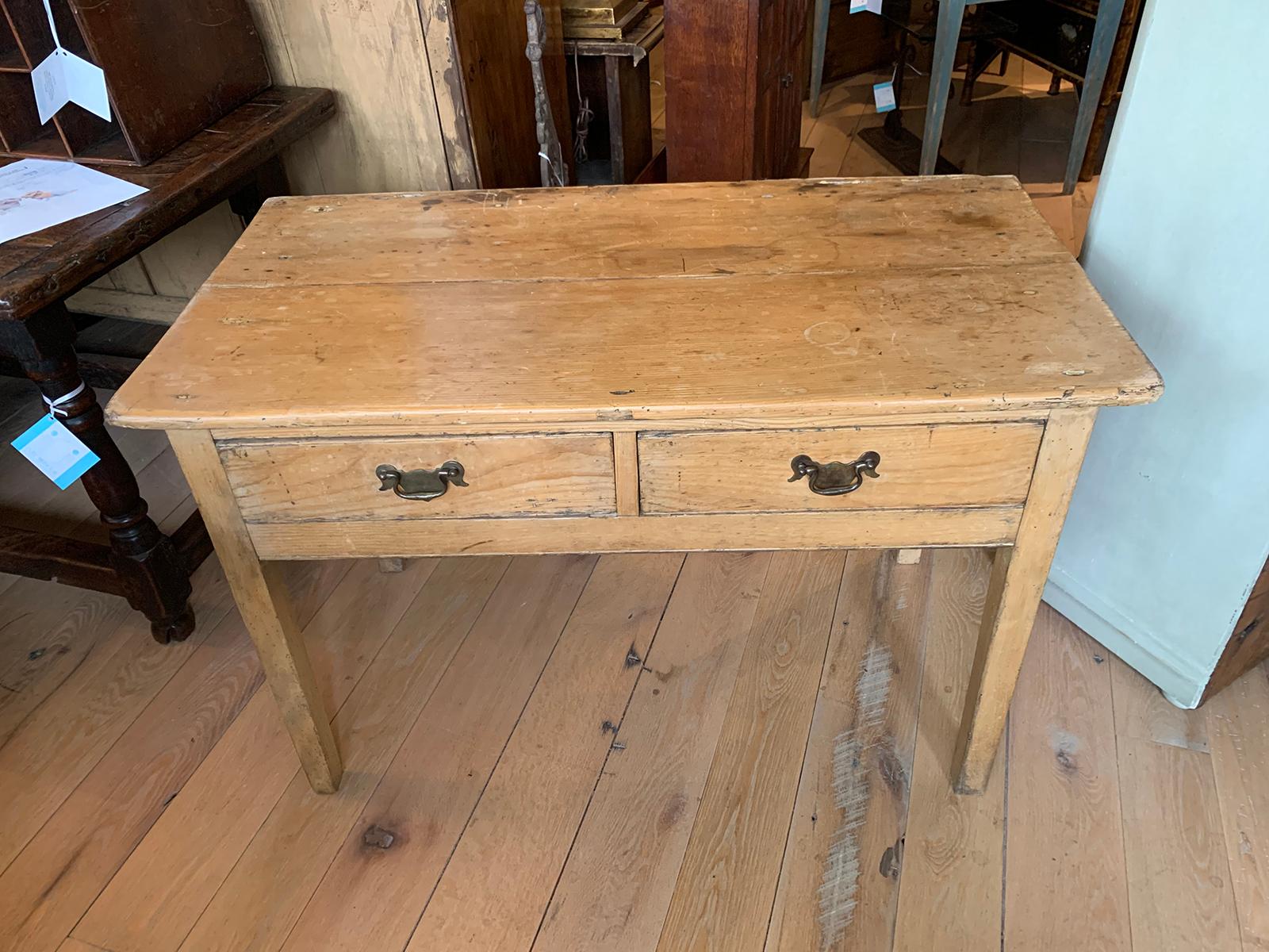 19th Century Regency Pine Table, Two Drawers 7