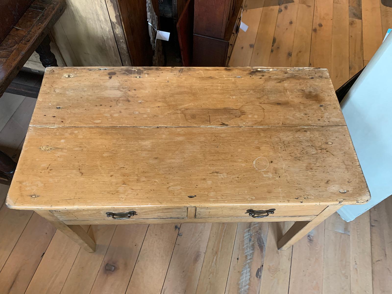 19th Century Regency Pine Table, Two Drawers 1