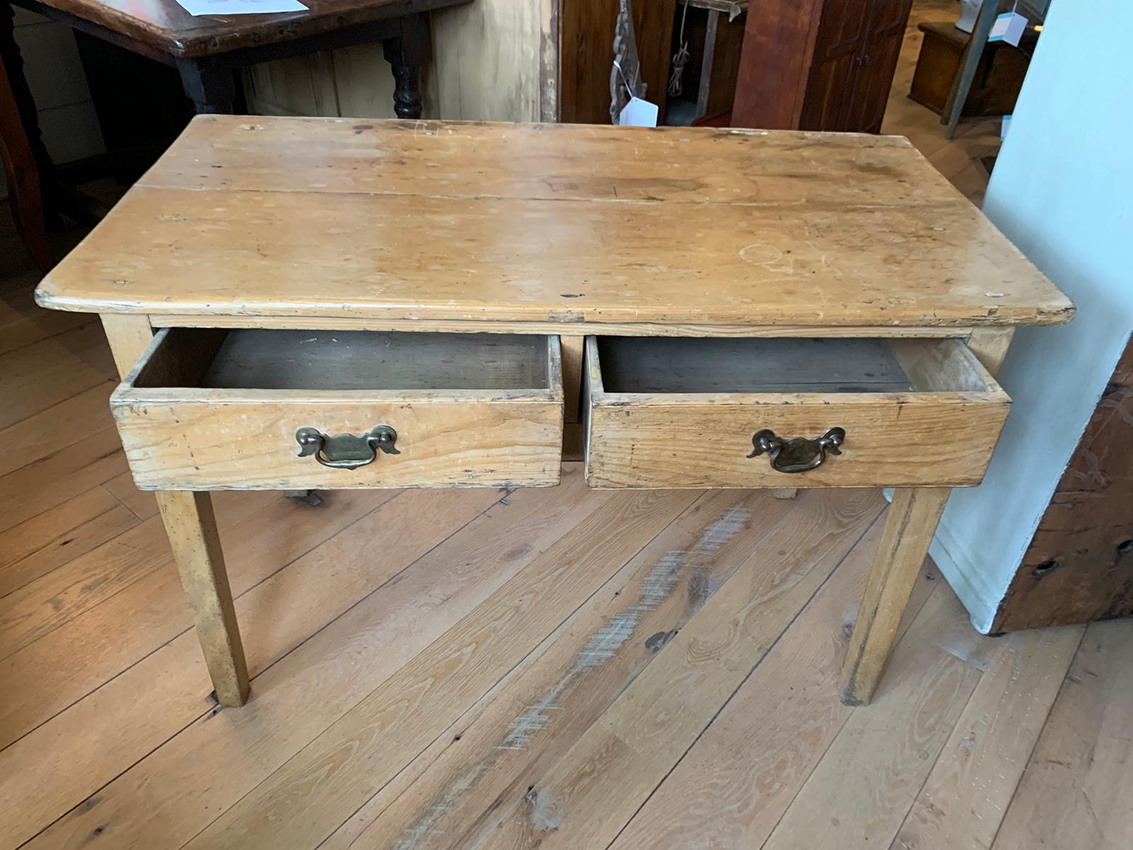 19th Century Regency Pine Table, Two Drawers 3