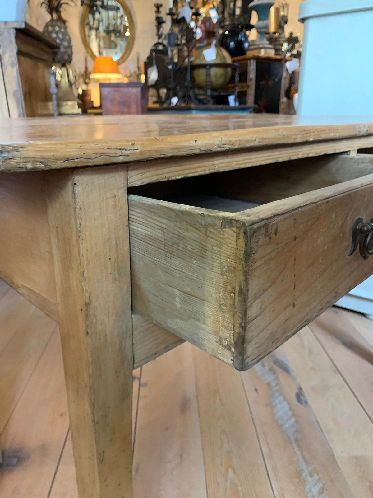 19th Century Regency Pine Table, Two Drawers 4
