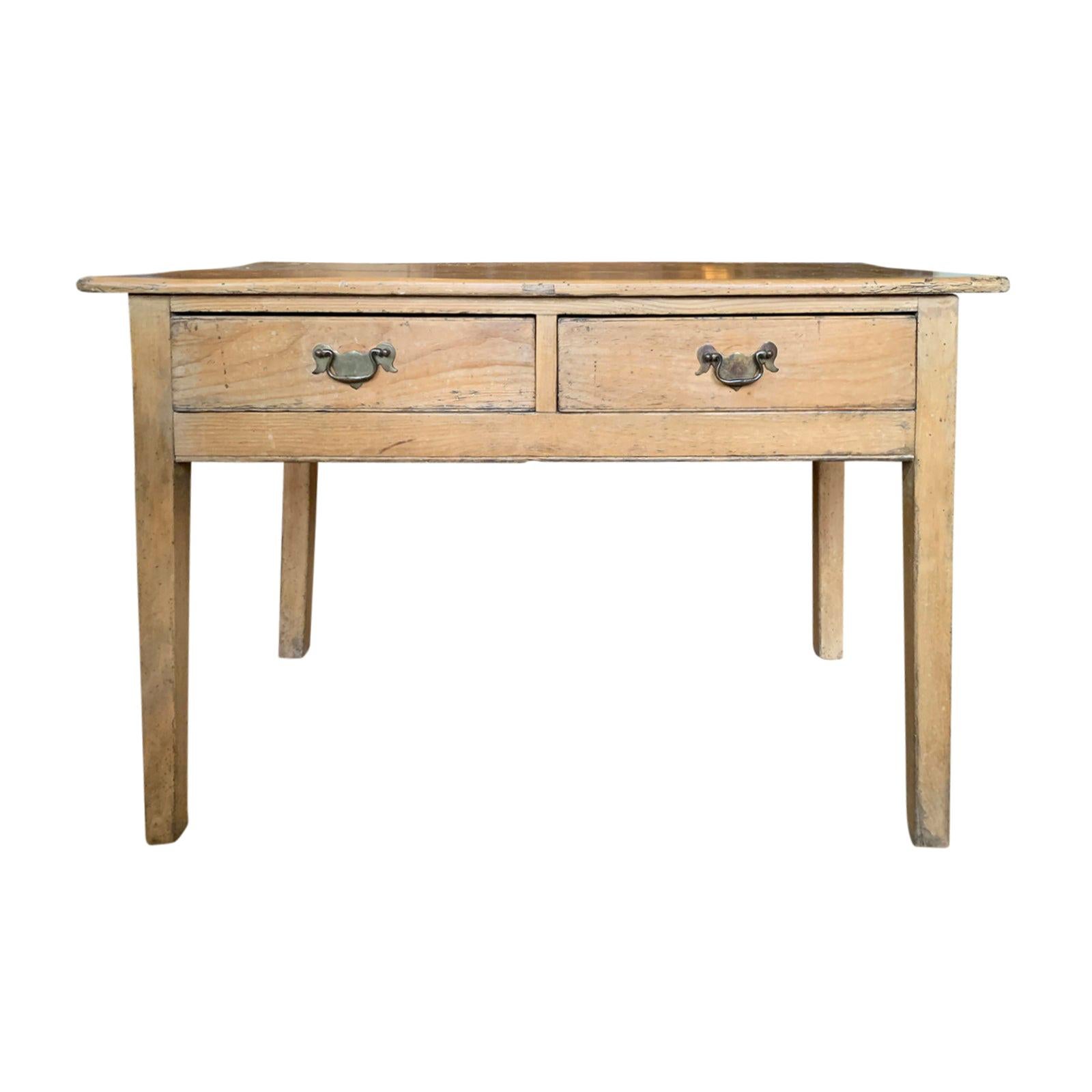 19th Century Regency Pine Table, Two Drawers