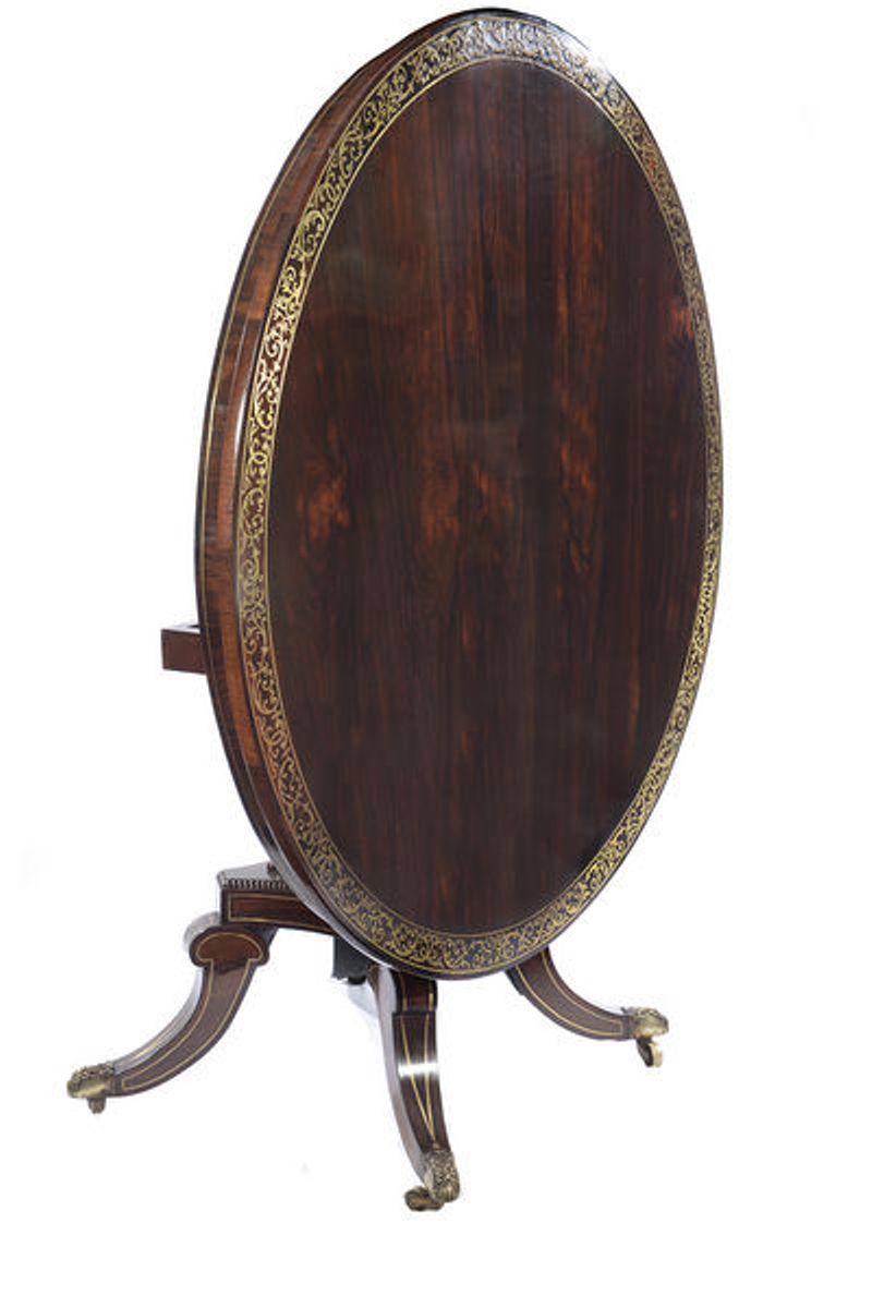 19th Century Regency Rosewood and Brass Strung Circular Breakfast Table For Sale 2